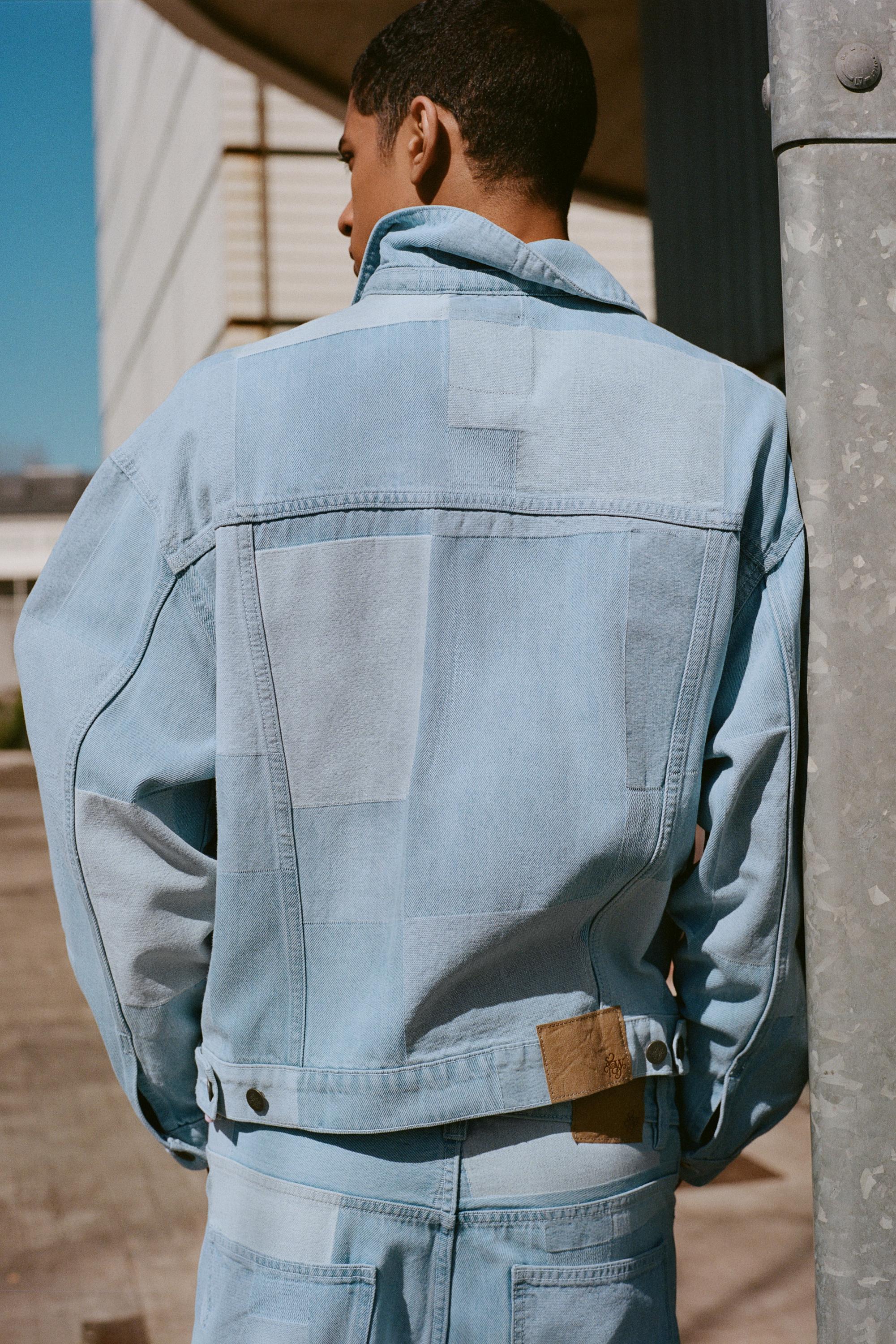 Patchwork kareli denim ceket - Görsel 25