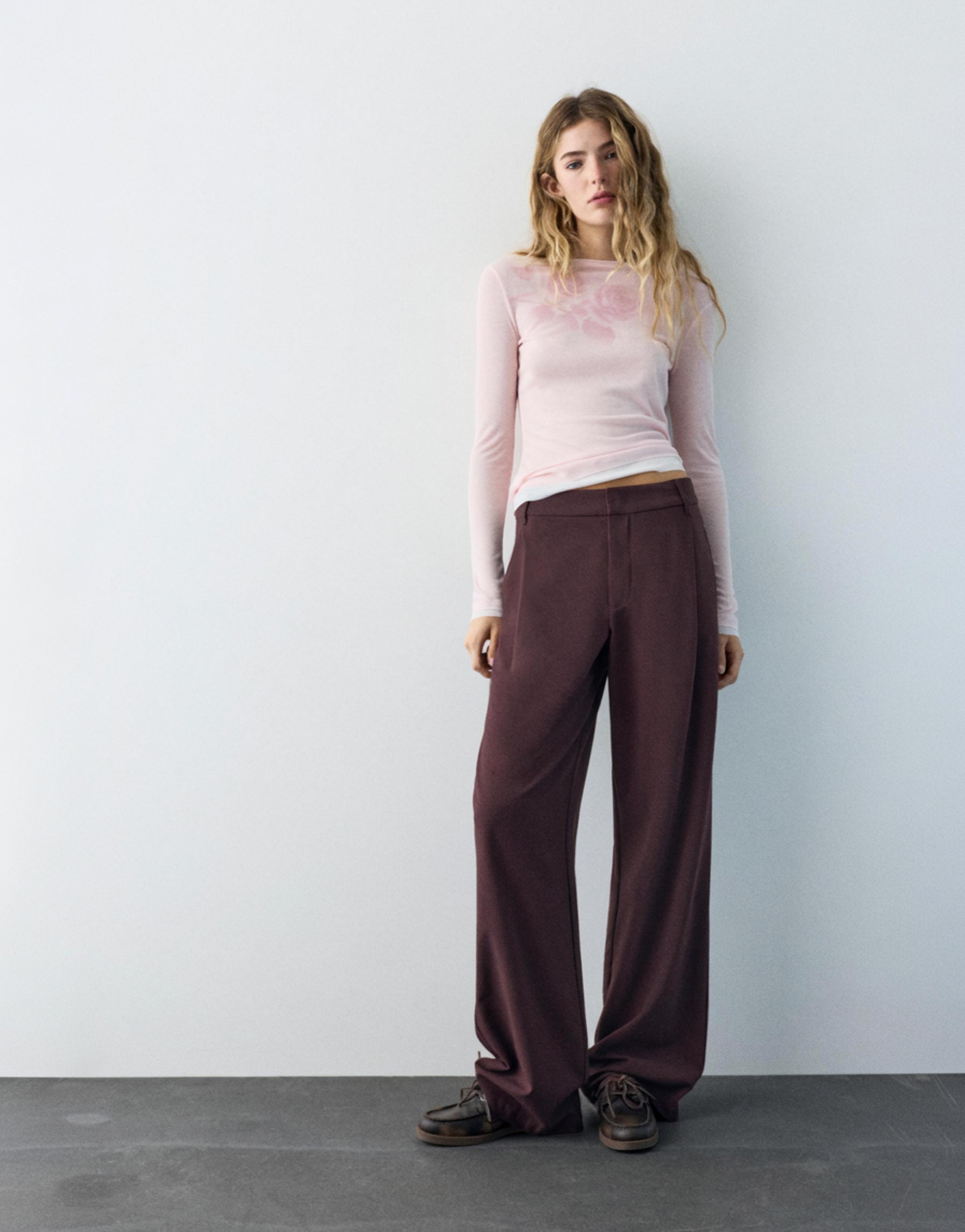 Darted smart trousers — Burgundy