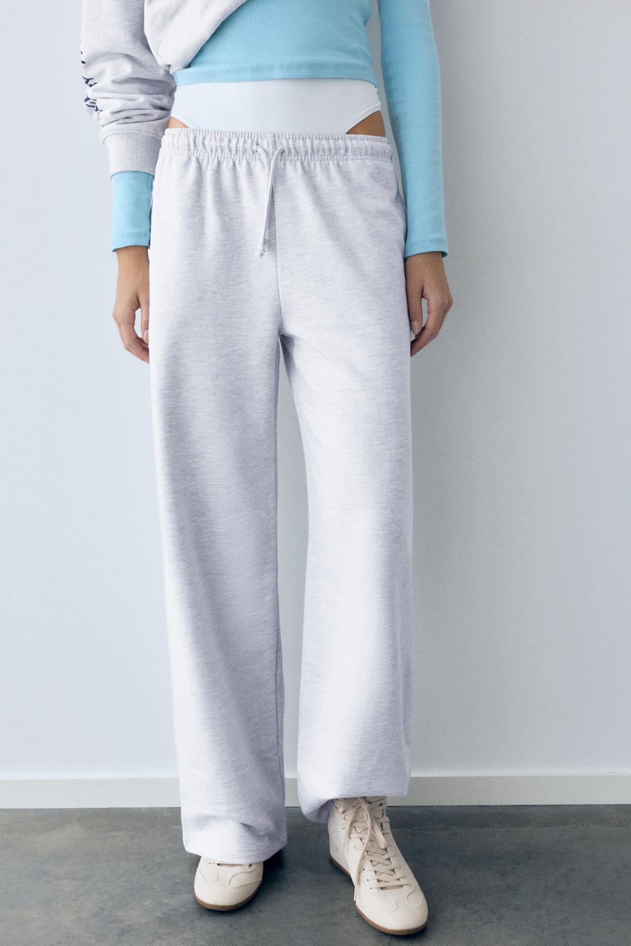 Wide-leg jogger trousers — Grey marl