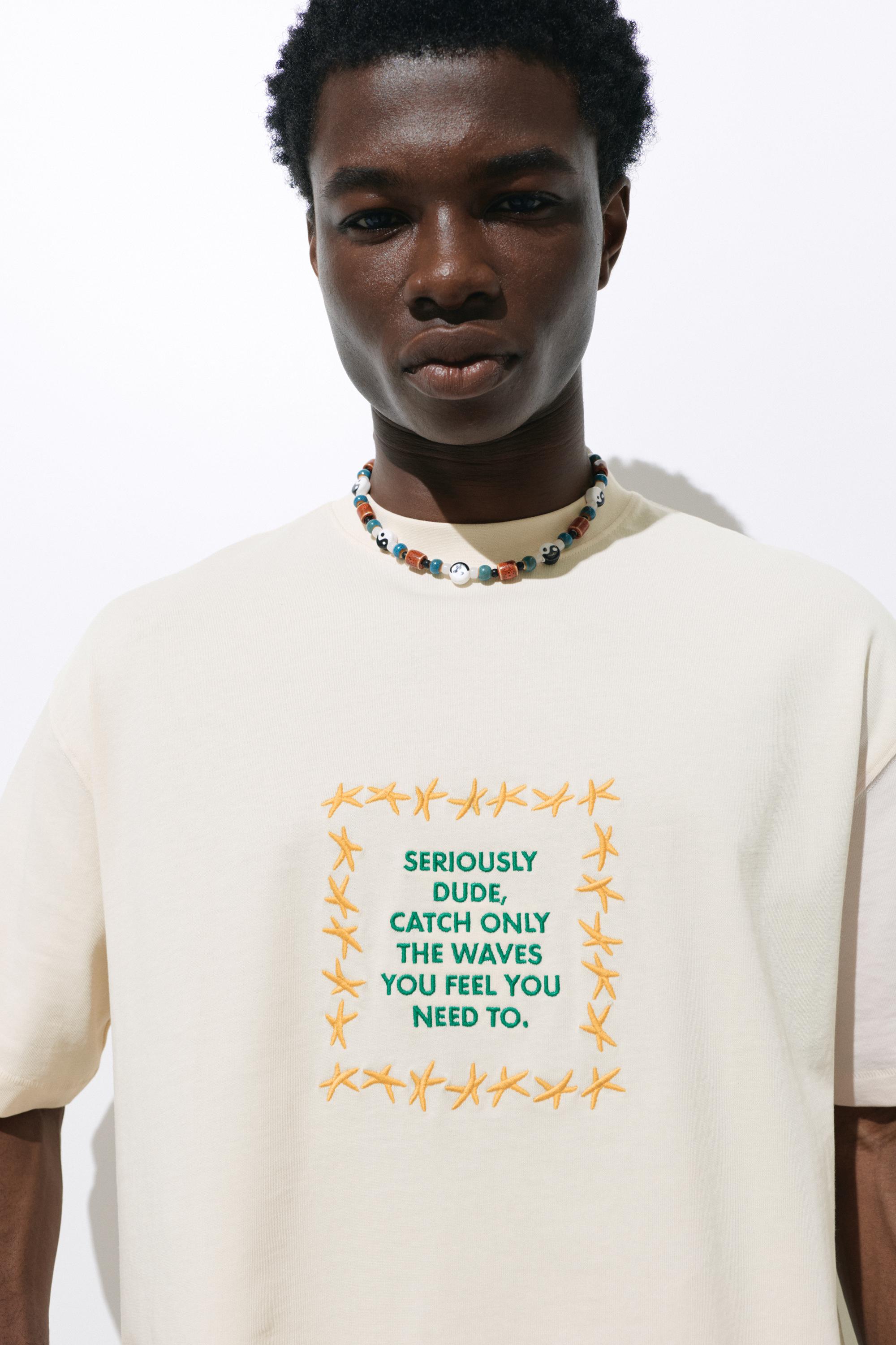 Embroidered star T-shirt — Beige