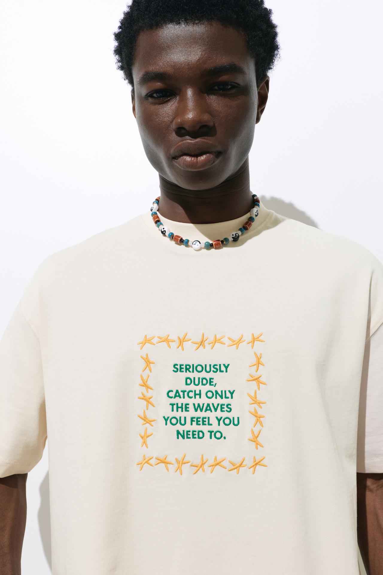 Embroidered star T-shirt — Beige