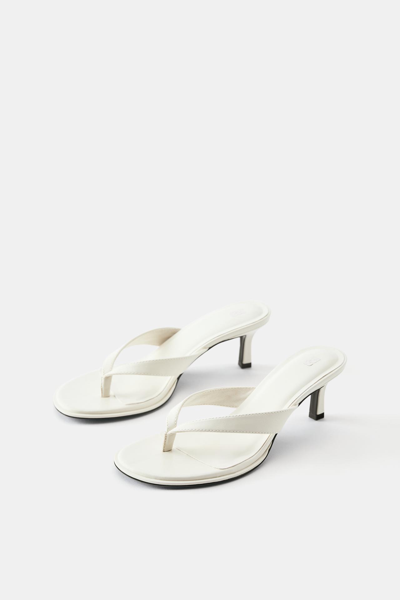 Heeled sandals — Ecru