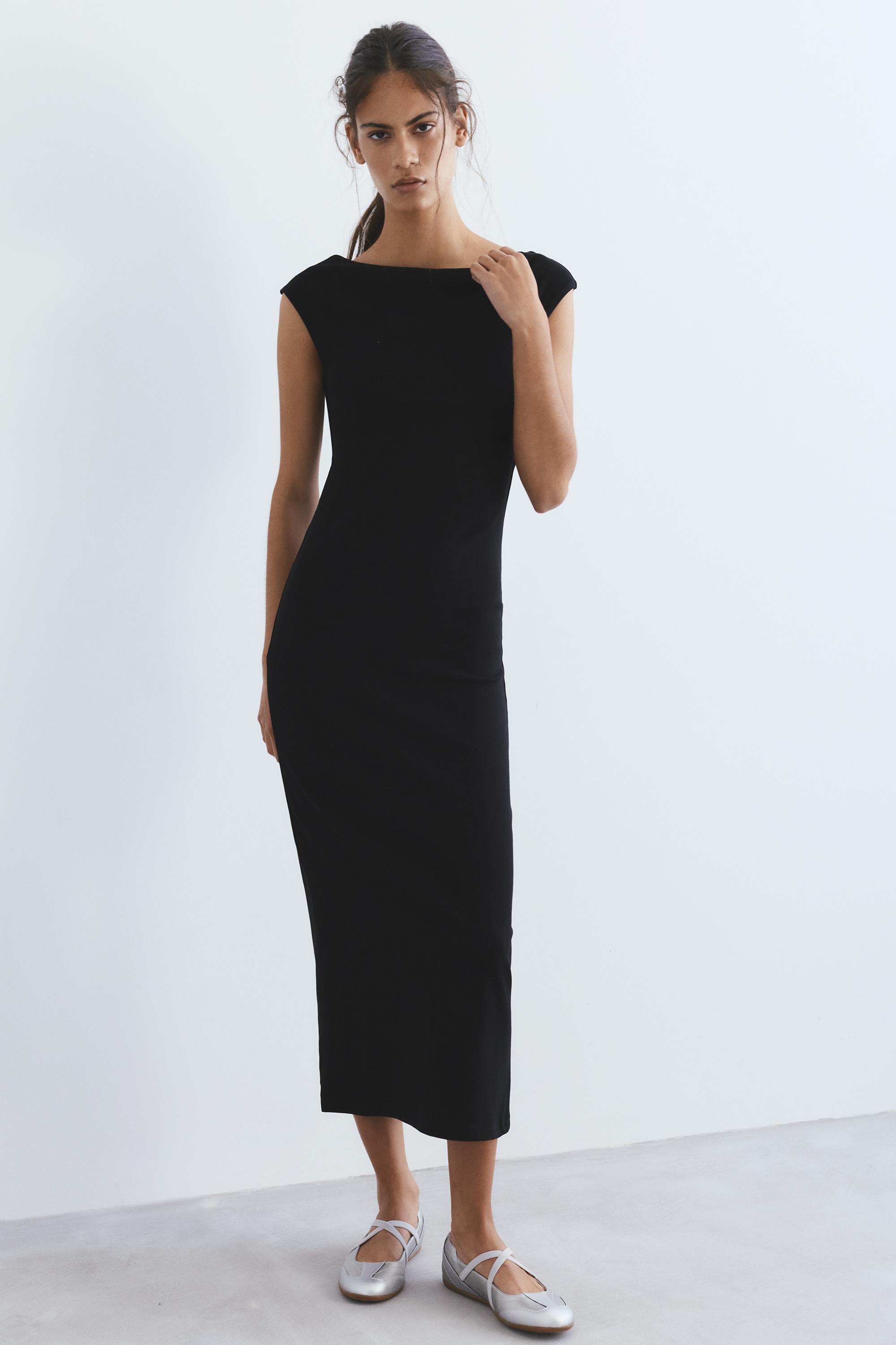 Short sleeve midi dress — Black