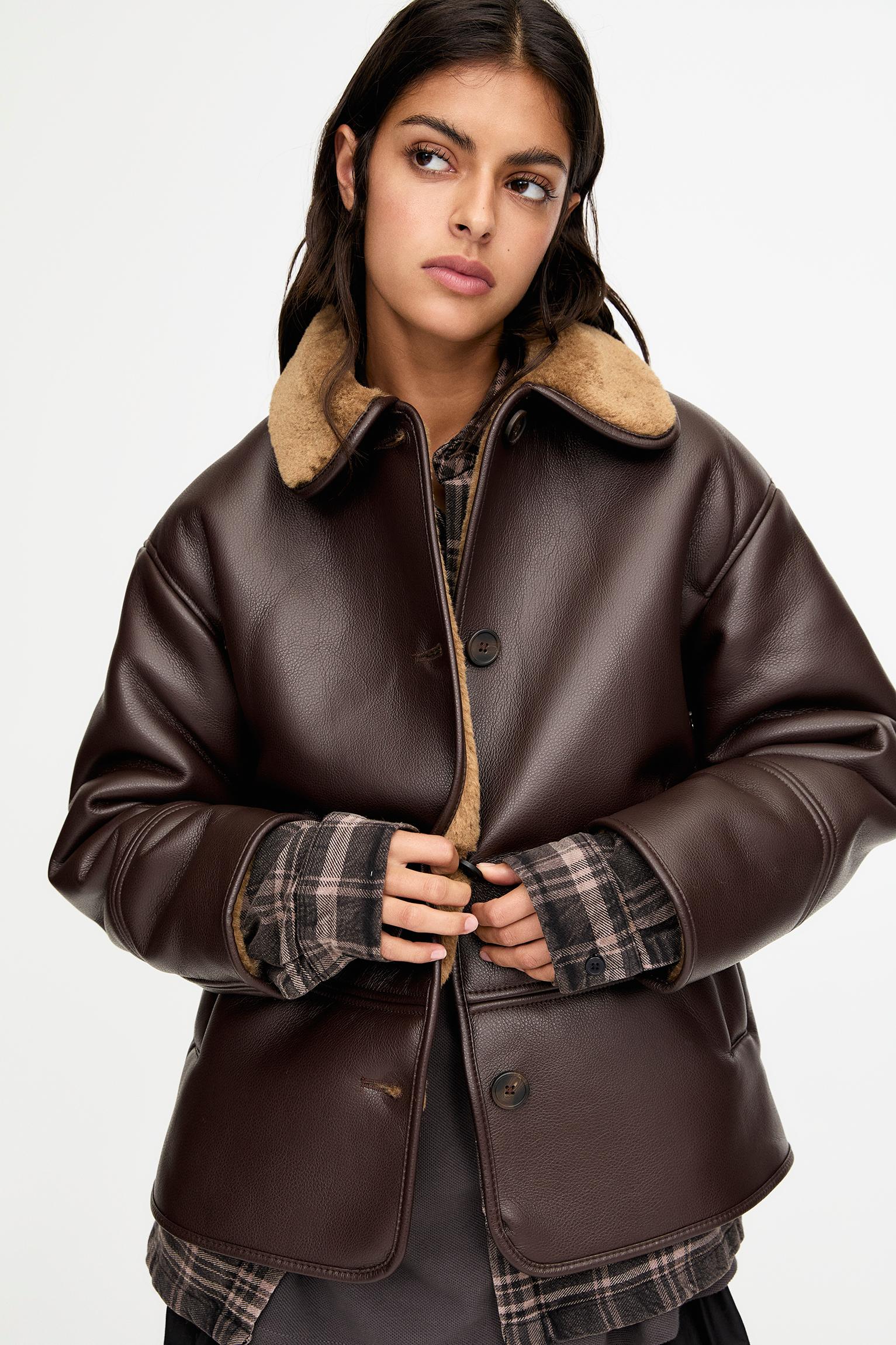 Pull and bear leather jacket womens best sale