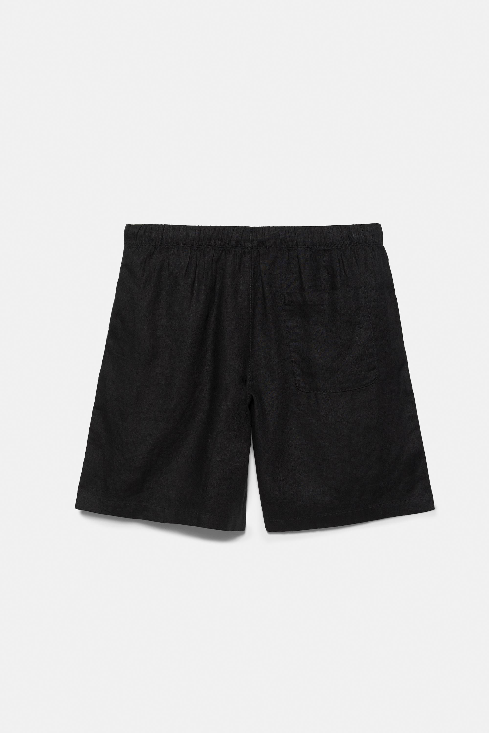 100% linen Bermuda sweat shorts — Black