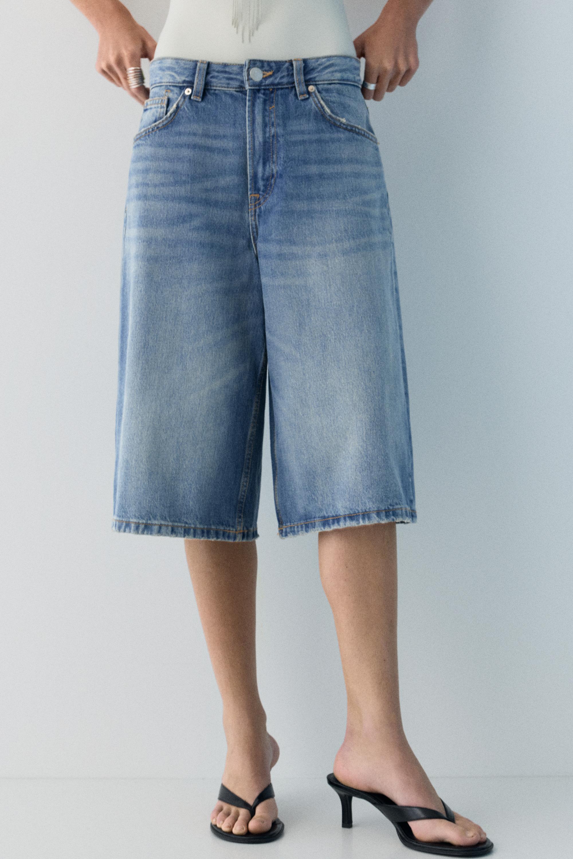 Düşük bel denim şort - Görsel 12