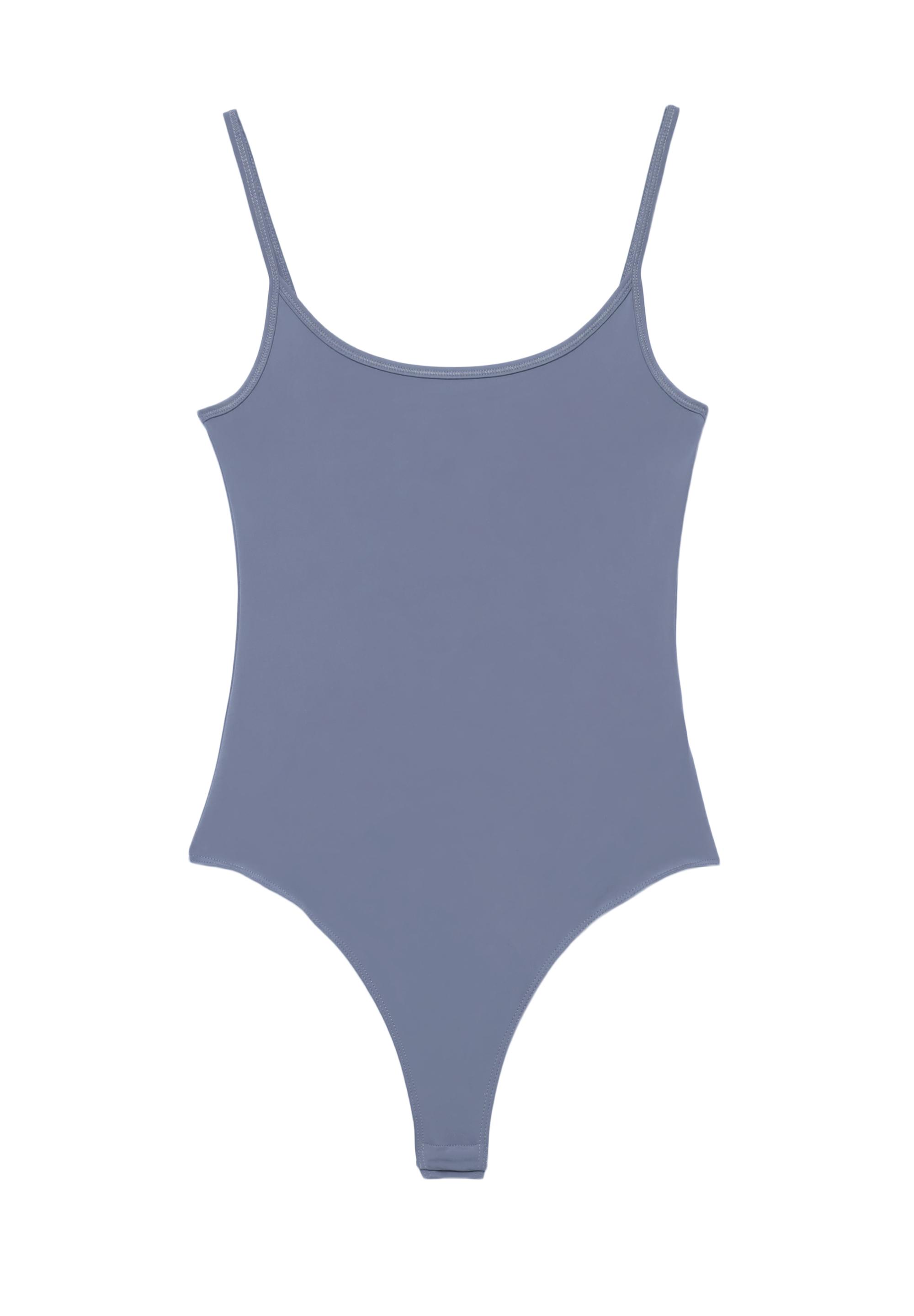 Polyamide bodysuit with thin straps — Grey blue