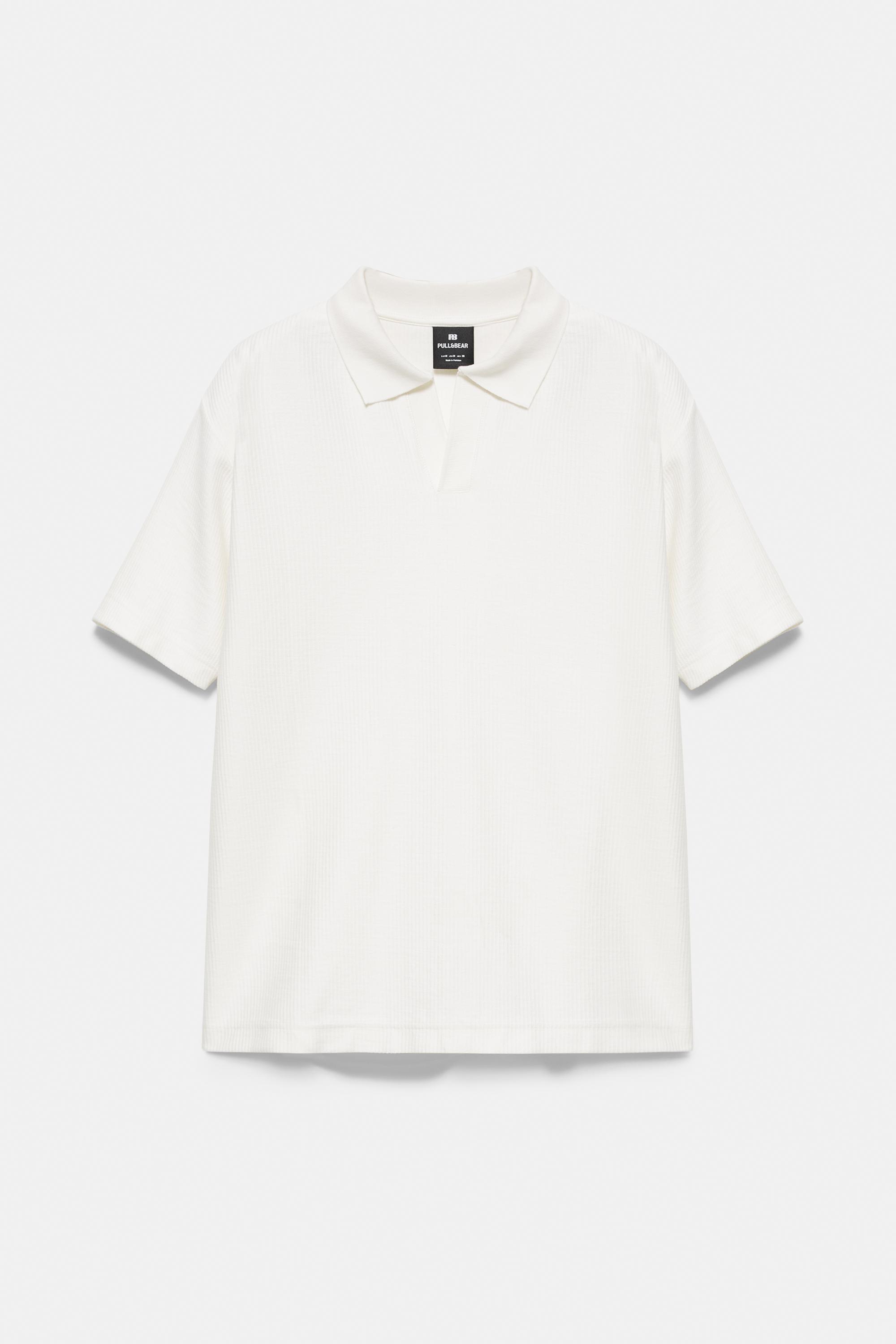 Textured short sleeve polo shirt — Off white