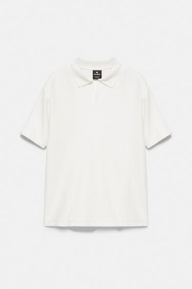 Textured short sleeve polo shirt — Off white 1