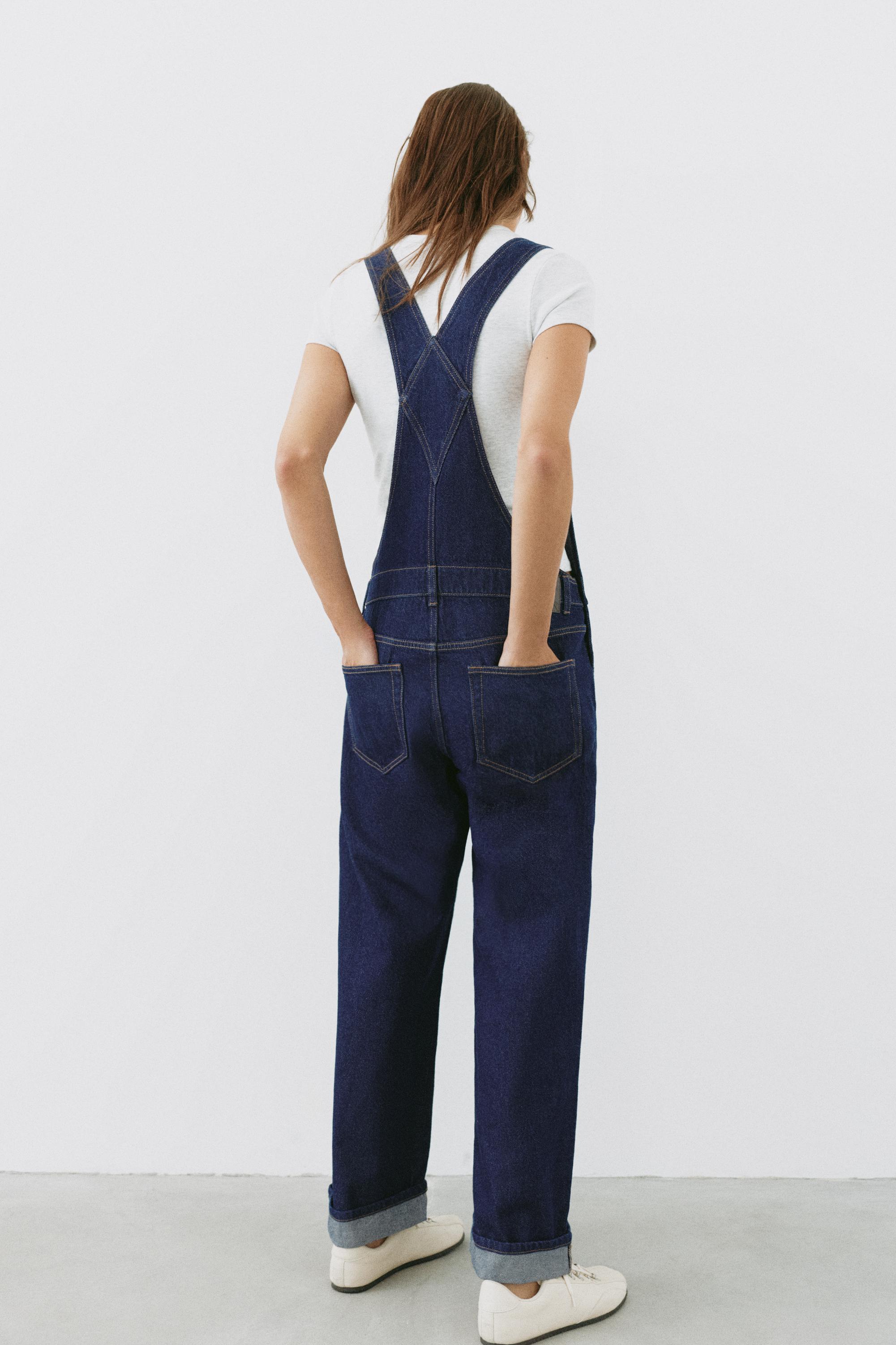Long denim dungarees — Ink blue
