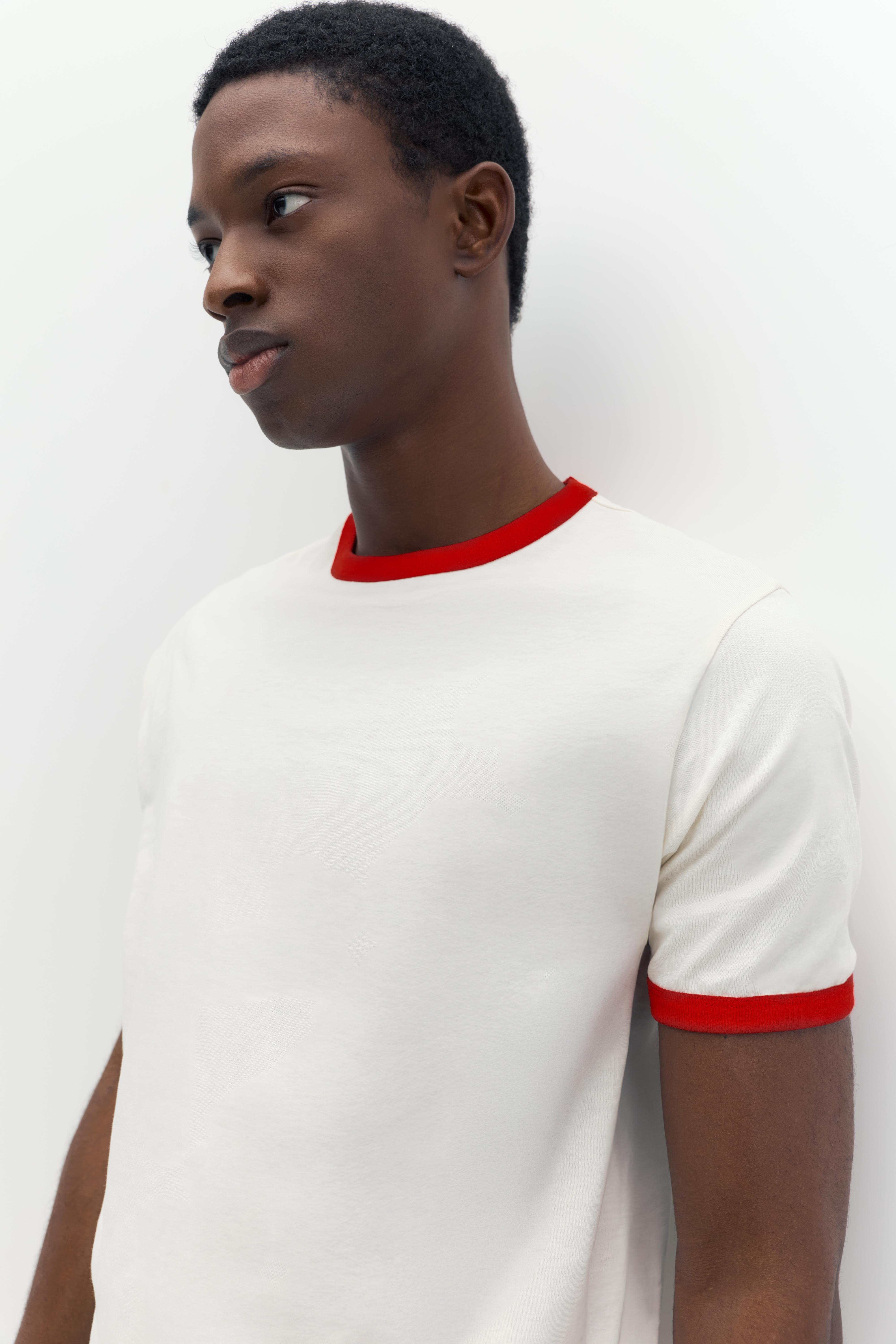 Contrast trim T-shirt — Red