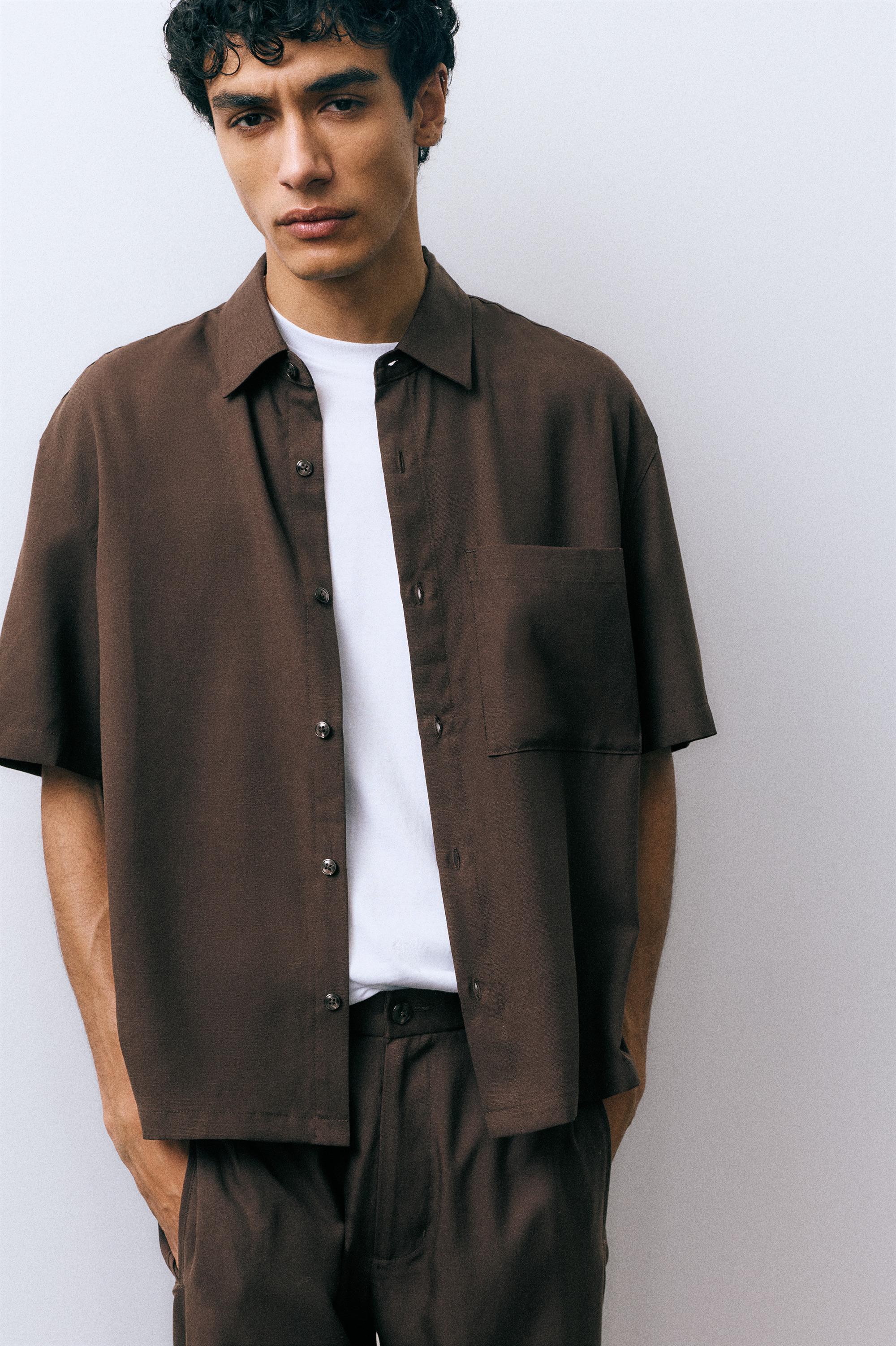 Short sleeve shirt with pocket — Chocolate