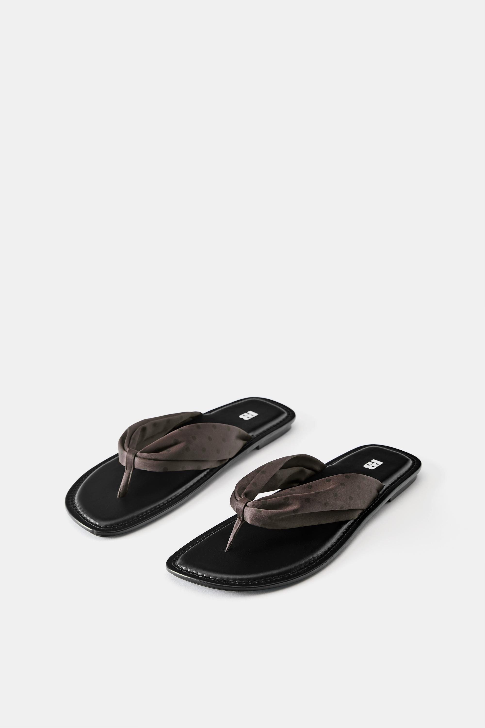 Polka dot flat slider sandals — Brown