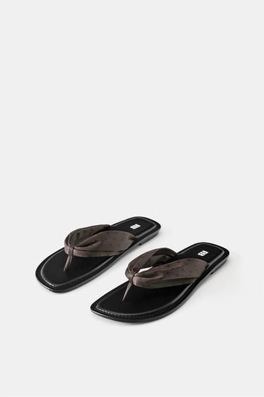 Polka dot flat slider sandals — Brown 3