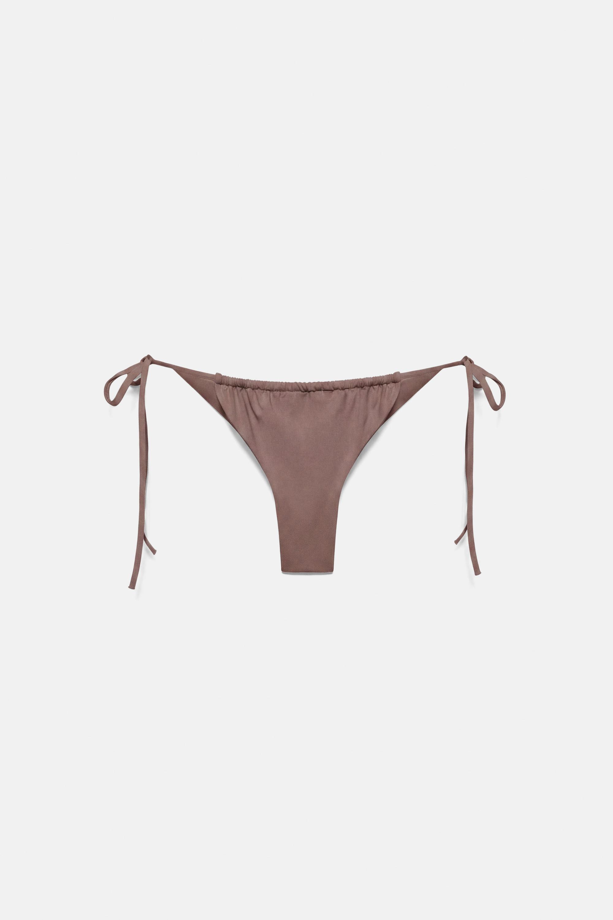 Draped bikini bottoms — Brown
