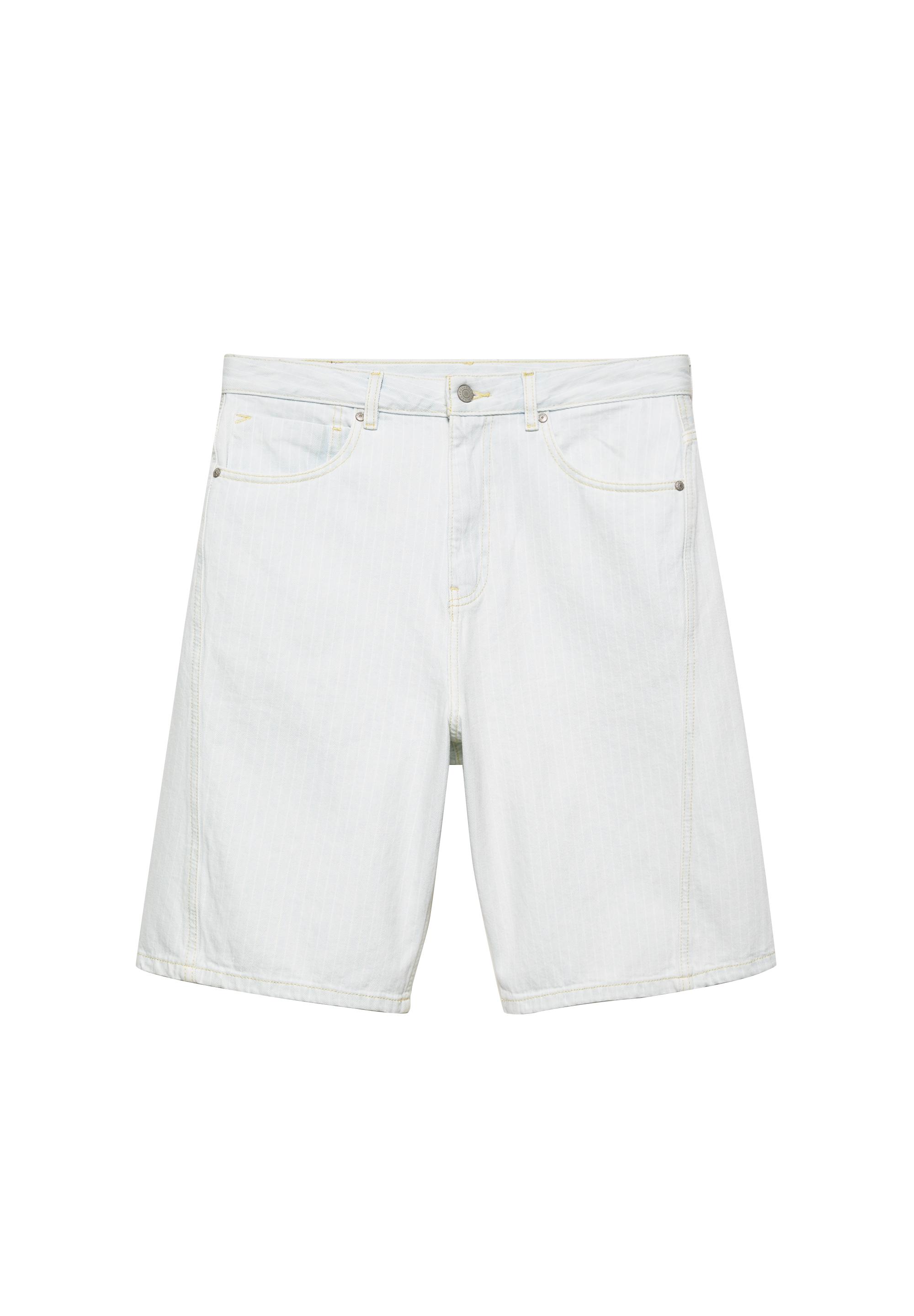 Relaxed-fit seam detail denim Bermuda shorts — Blue