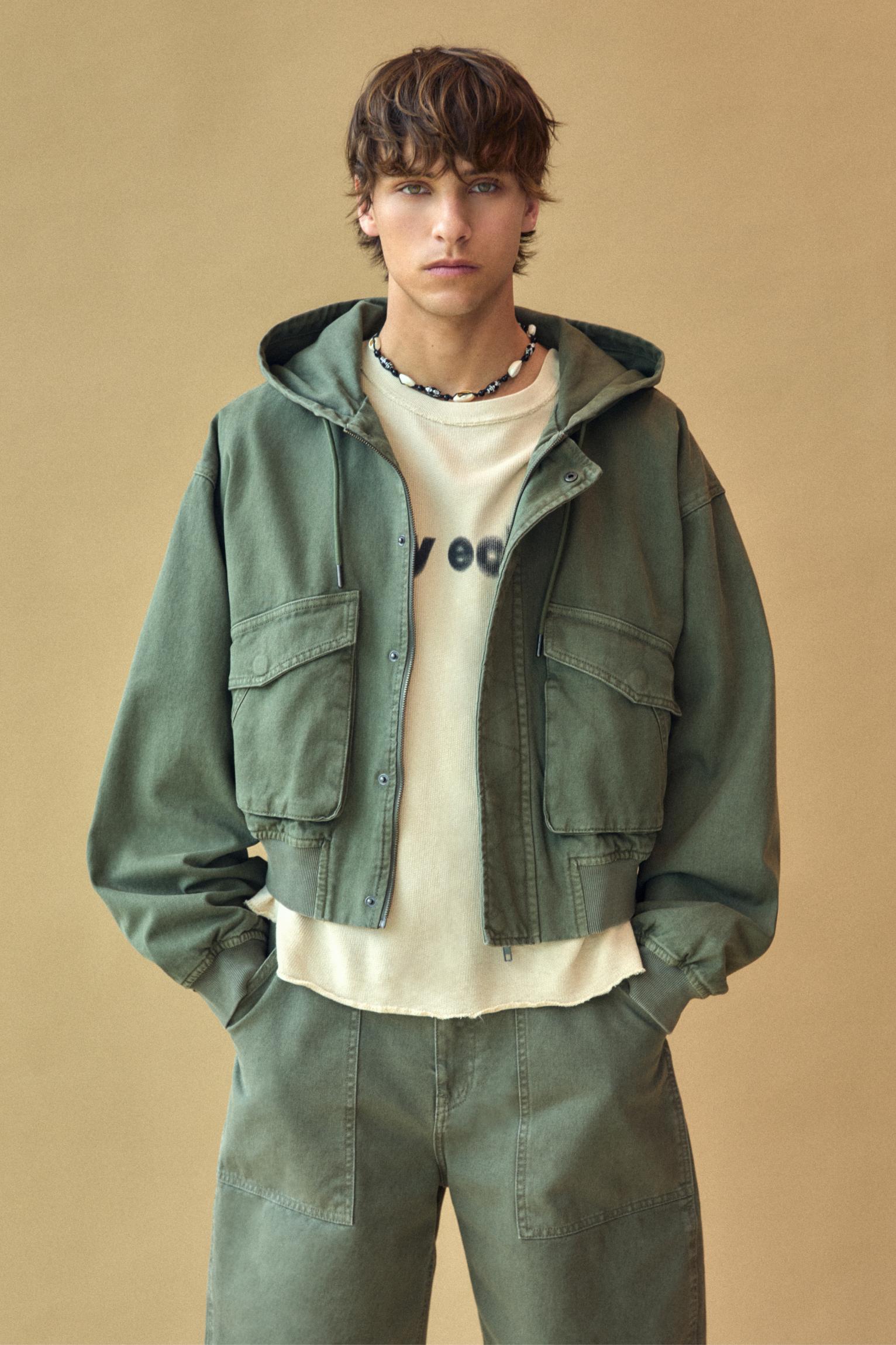 Pull&bear green jacket hotsell