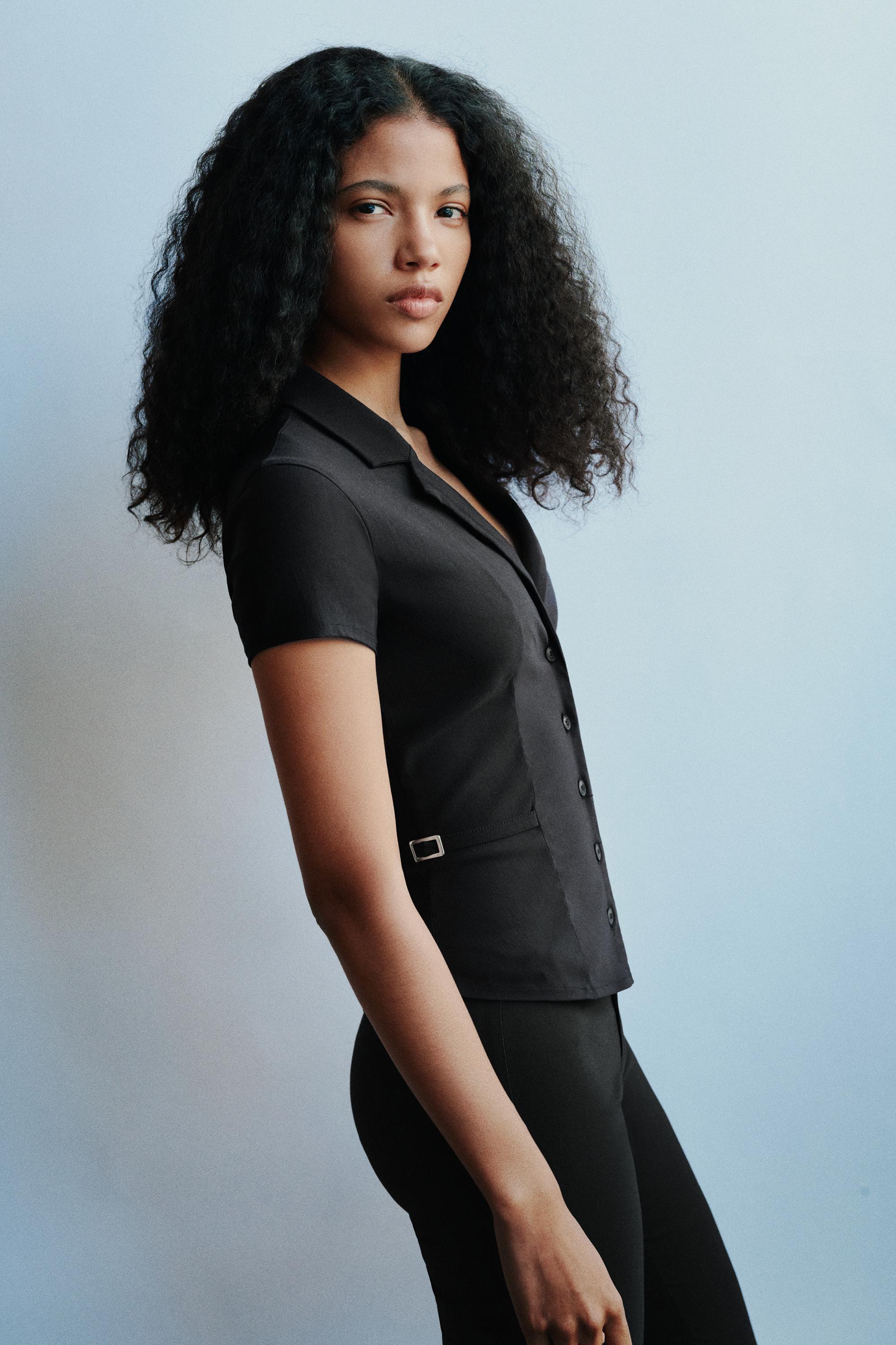 Fitted short sleeve shirt — Black