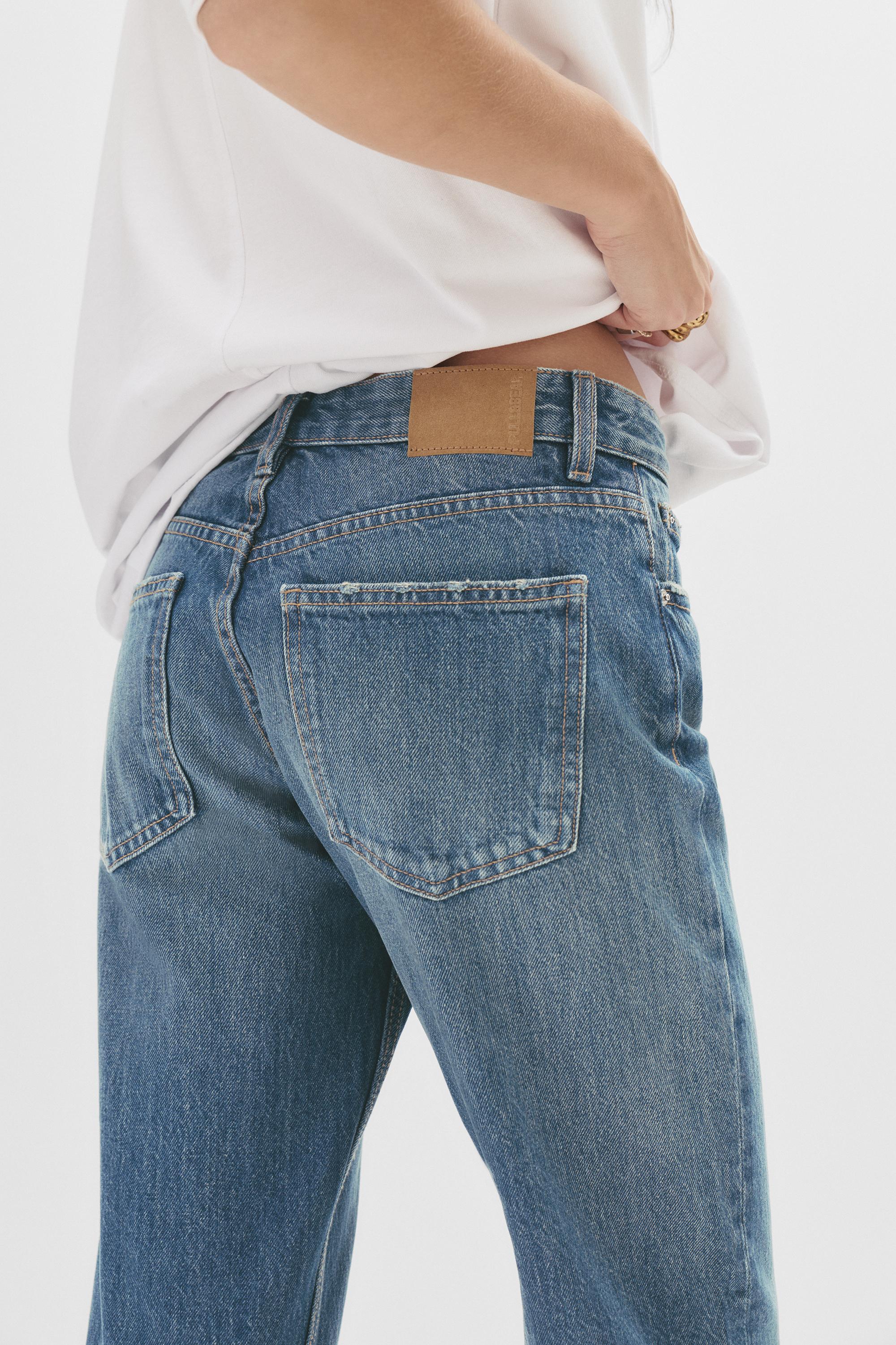 Mid-waist straight-leg jeans — Dark blue