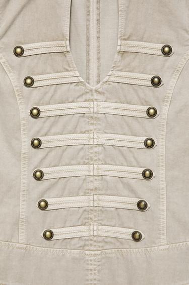 Short fireman clasp button dress — Khaki 4
