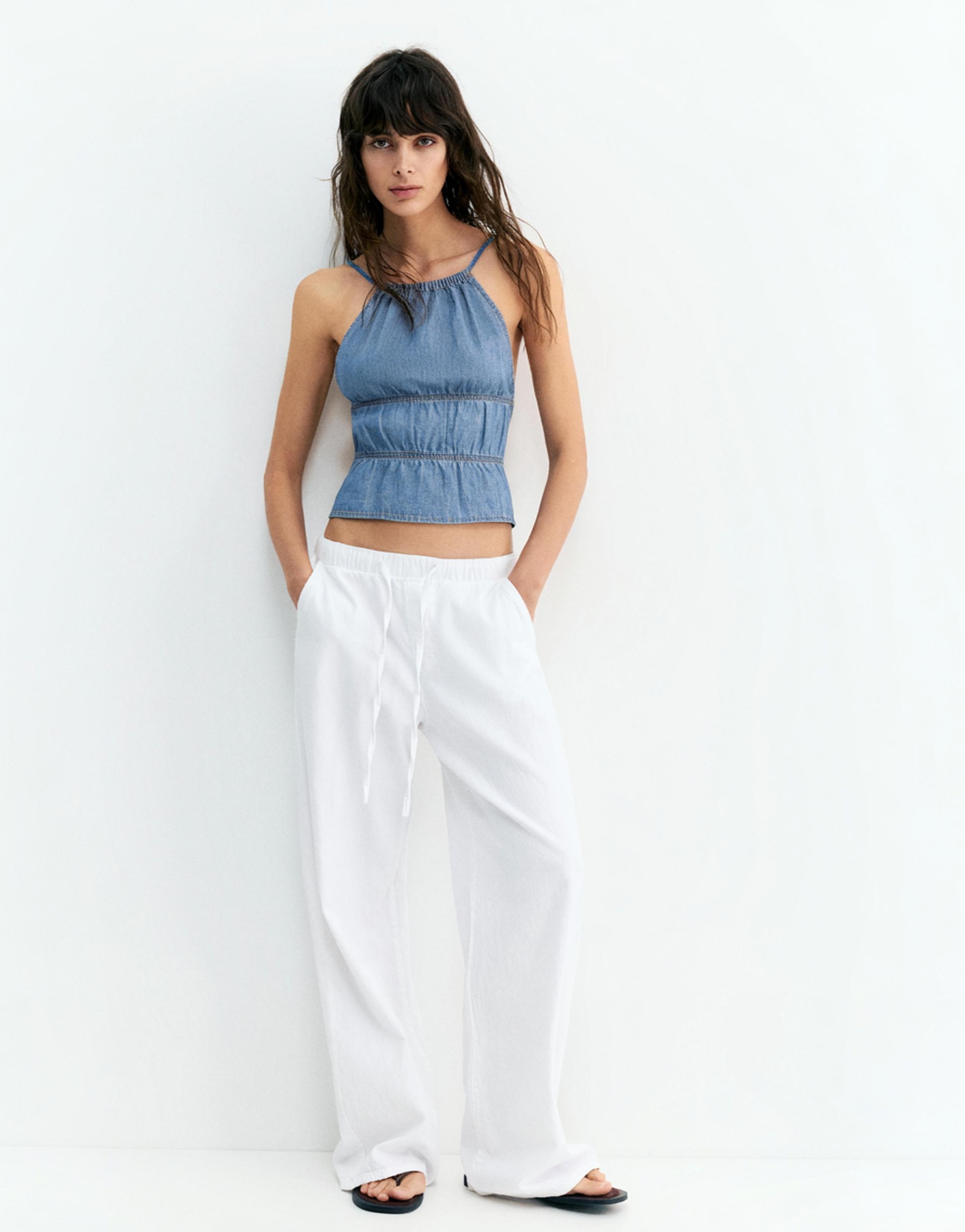 Open back denim top — Pale blue