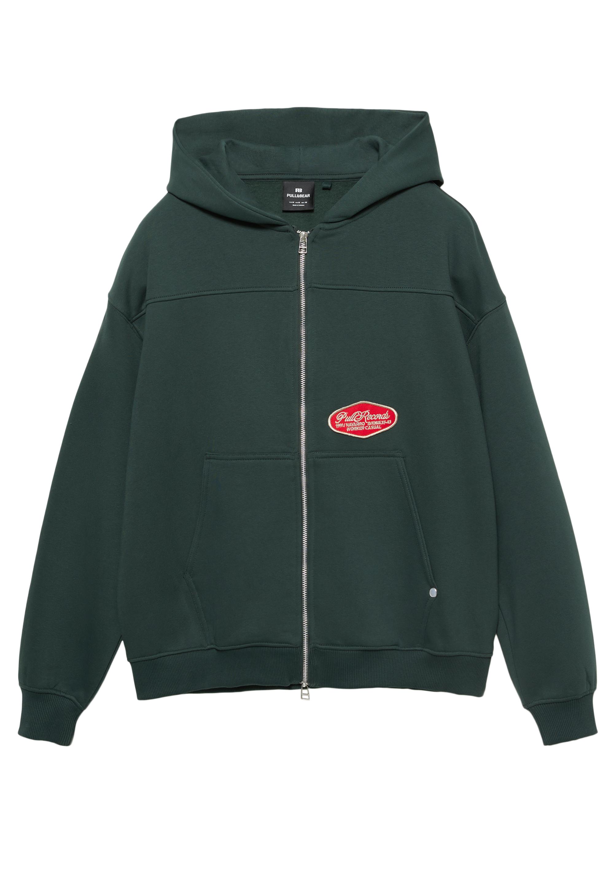 Yamalı fermuarlı kapüşonlu sweatshirt - Görsel 4