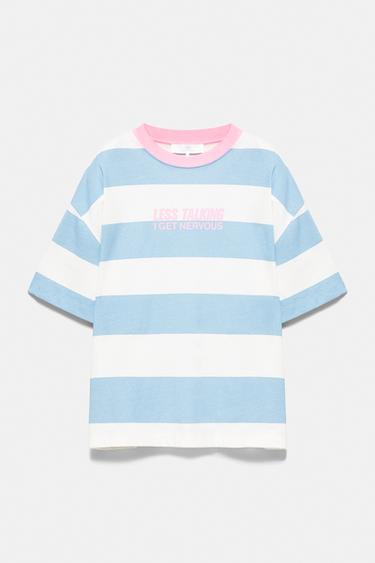 Oversize striped graphic T-shirt — Pale blue 7