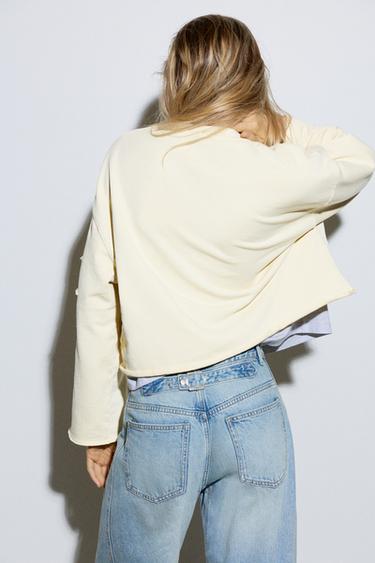 Cropped star graphic sweatshirt — Yellow 5