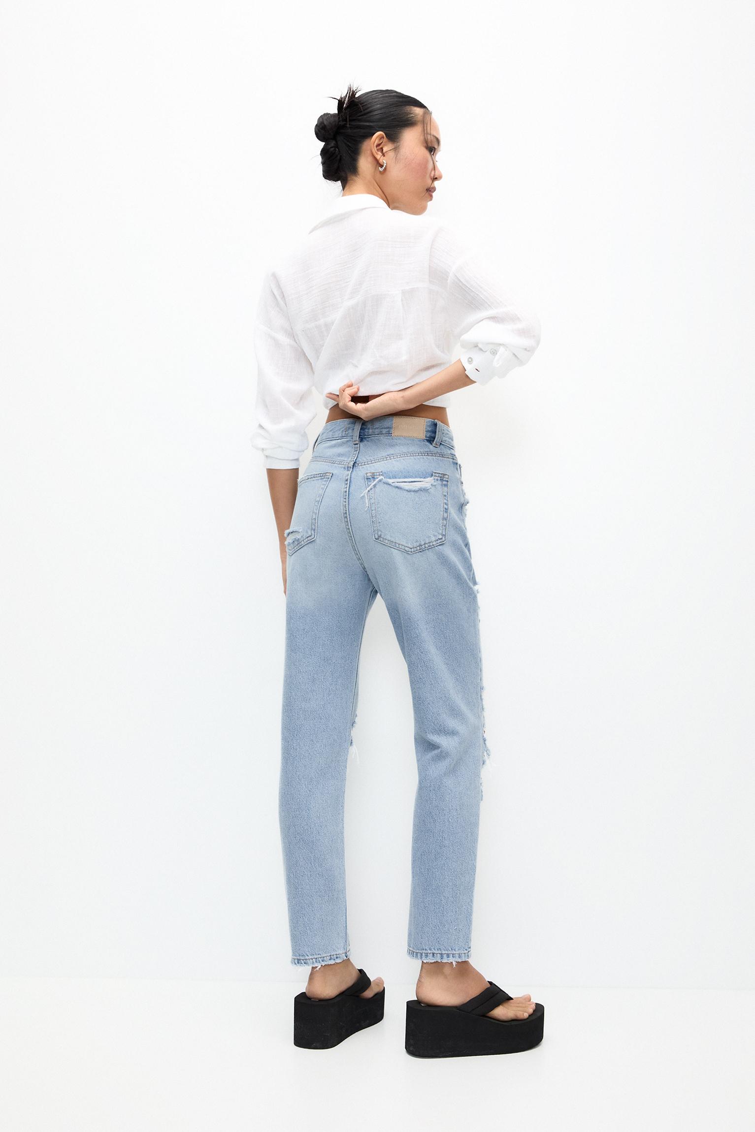 Pull & Bear Elastic Waist Mom Jeans store