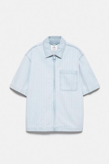 Zip-up denim shirt — Pale blue 7