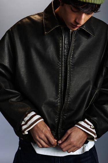 Leather-effect balloon jacket — Black 1