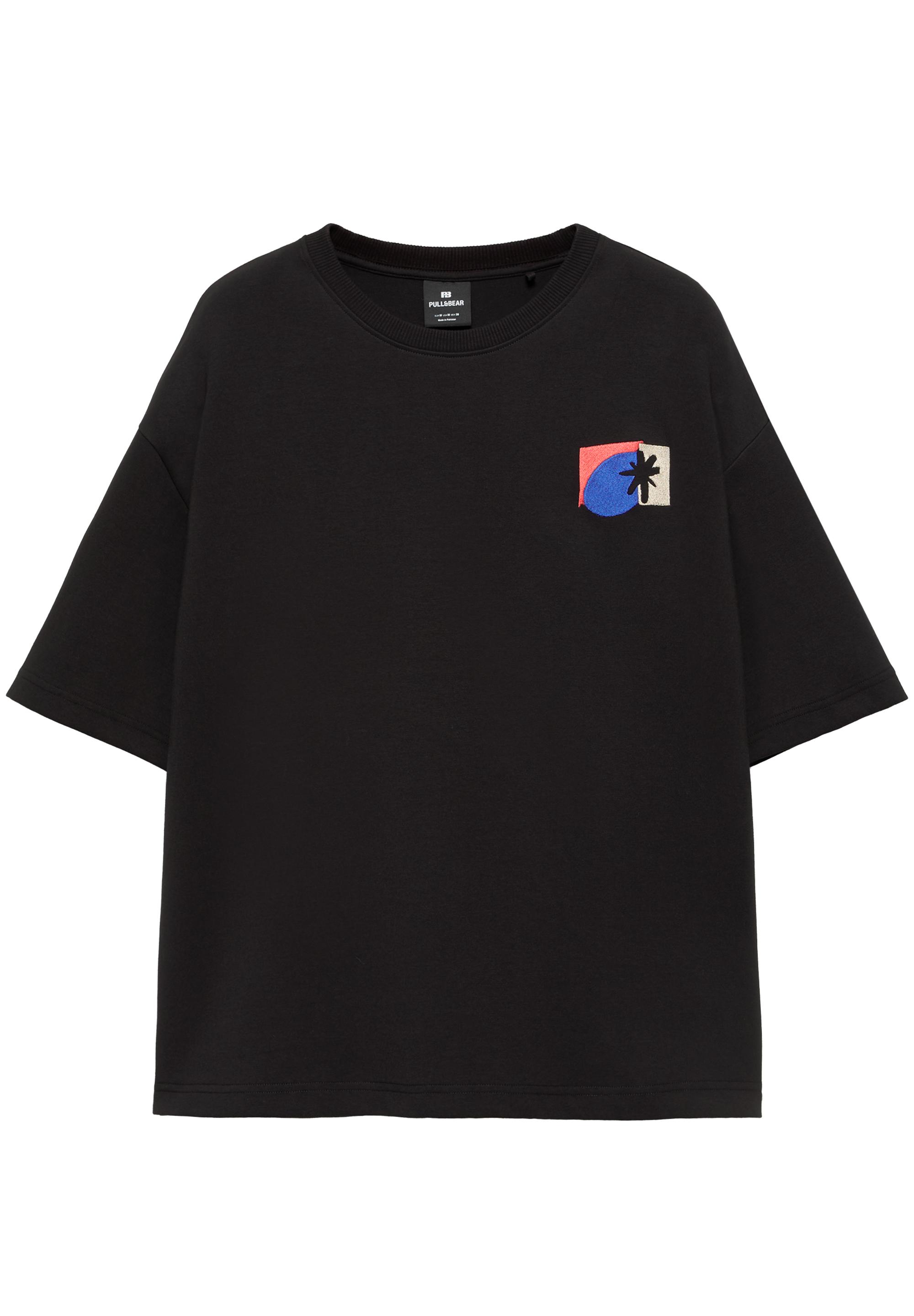 Grafik detaylı siyah kısa kollu sweatshirt - Görsel 14
