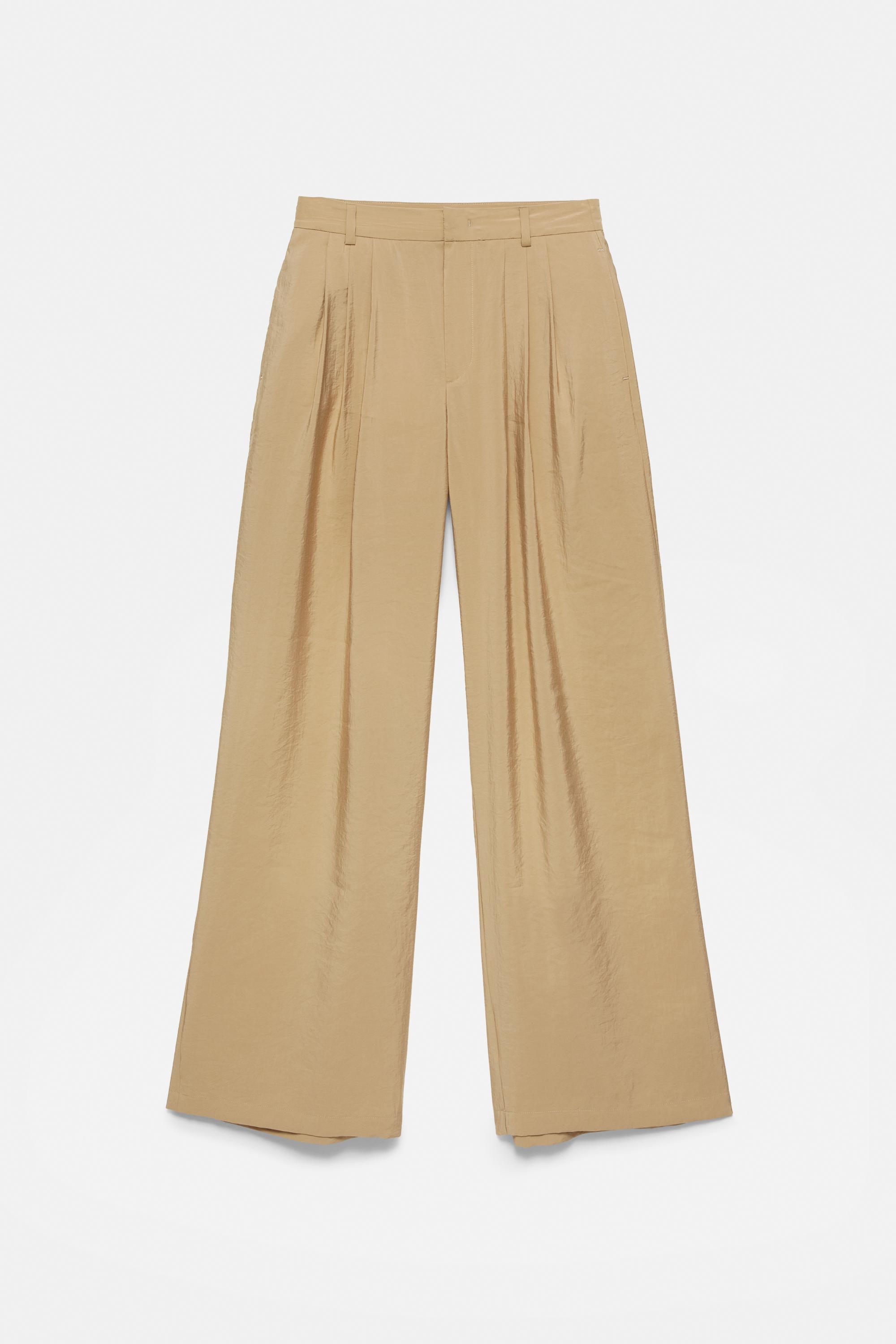 Wide-leg darted trousers — Light camel