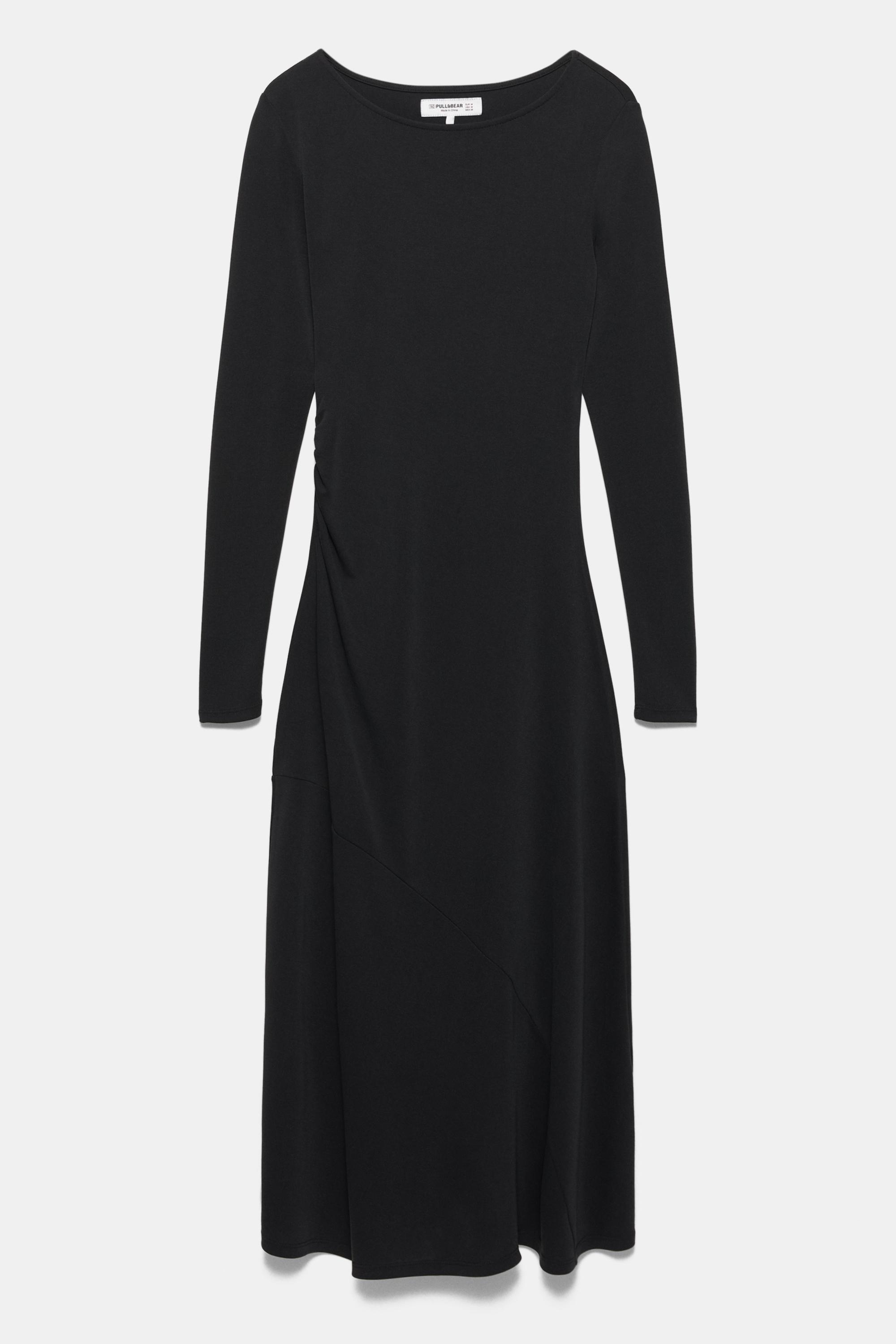 Fluid draped cupro midi dress — Anthracite grey