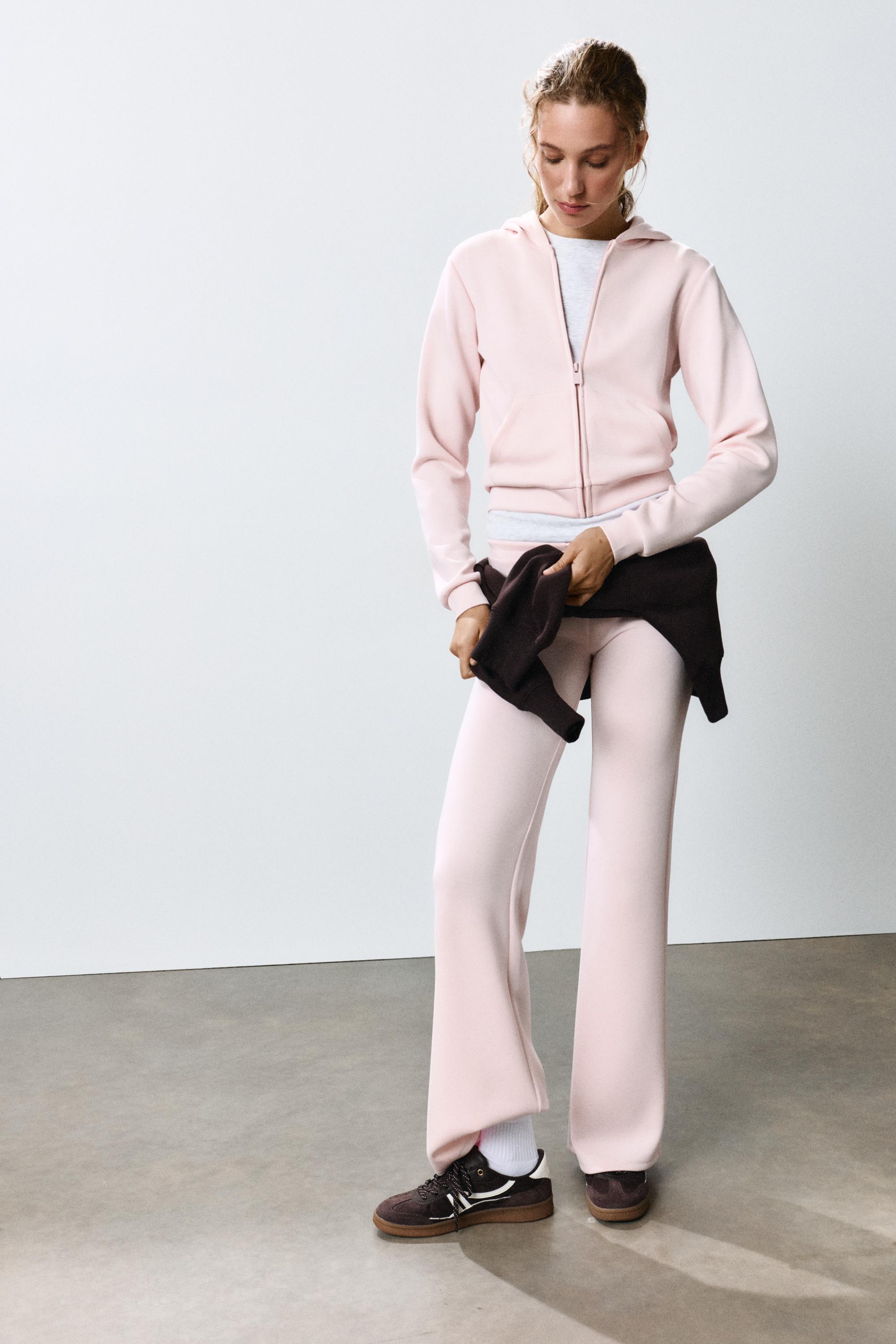 Zip-up hooded sweatshirt — Pastel pink
