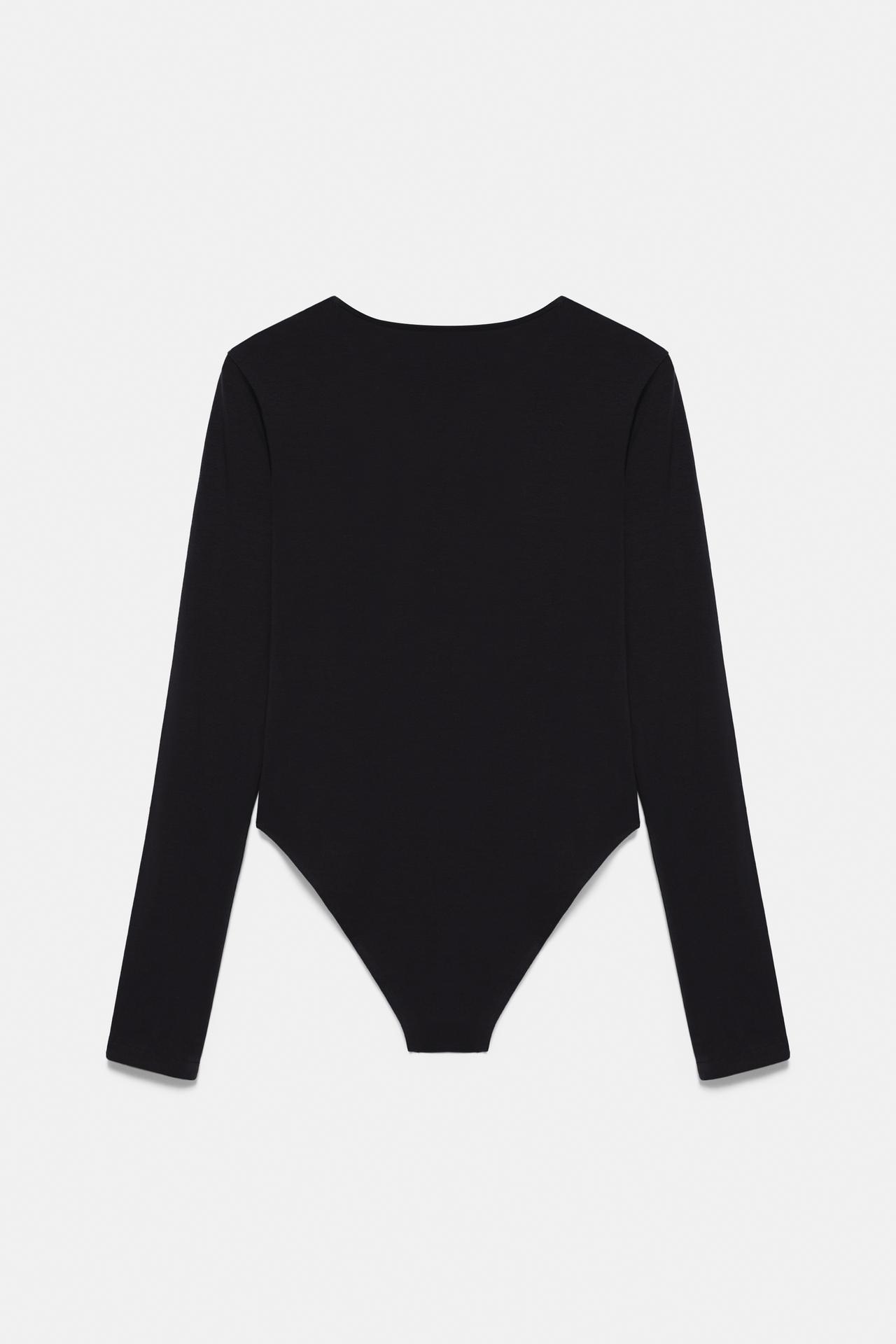 V-neck bodysuit — Black
