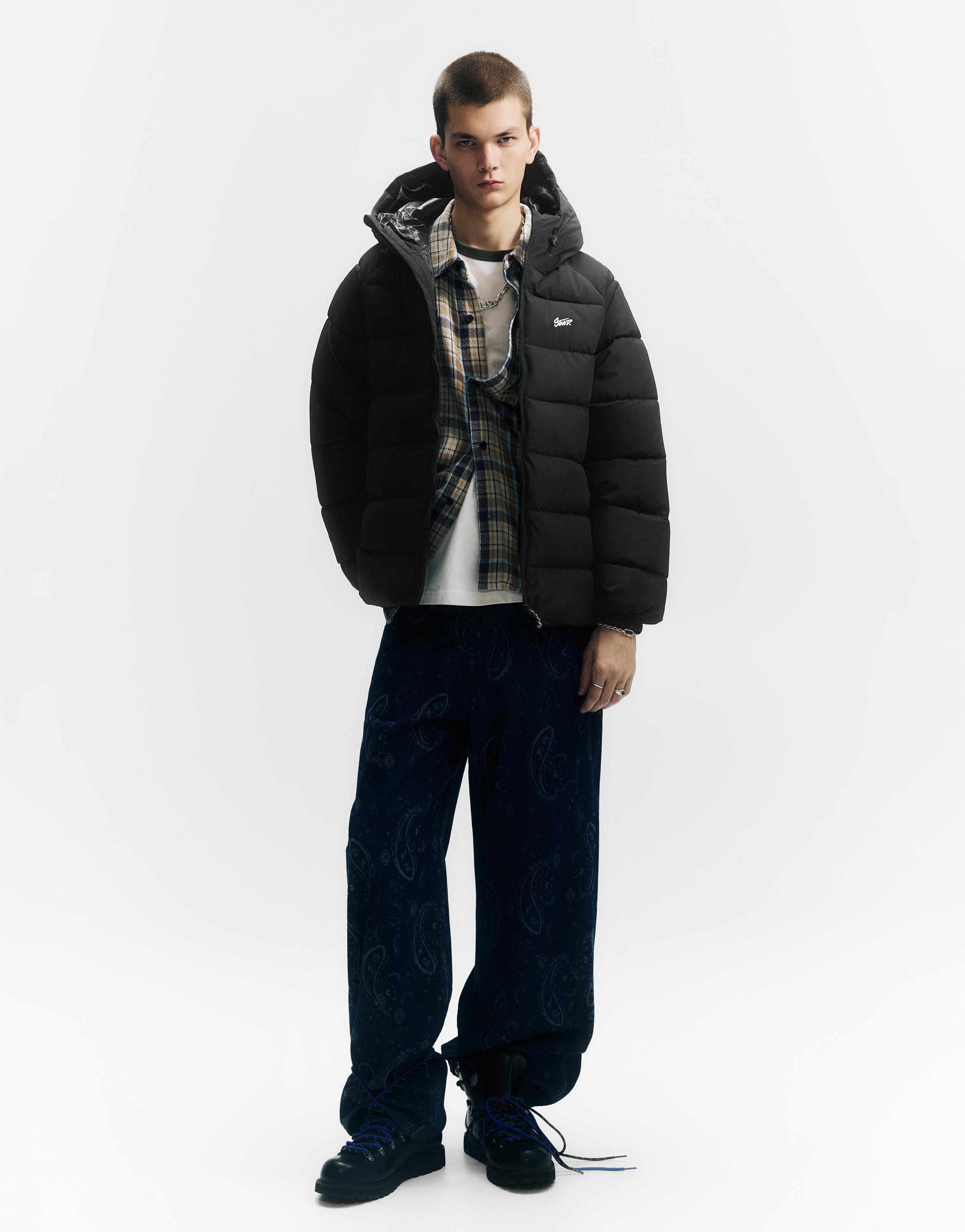 STWD hooded puffer jacket — Black