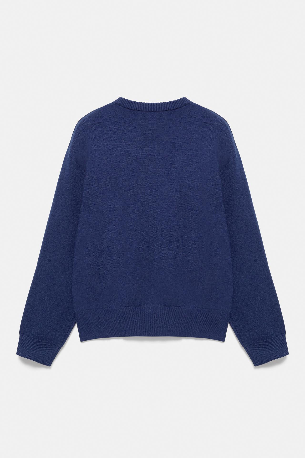Soft-touch round neck jumper — Indigo