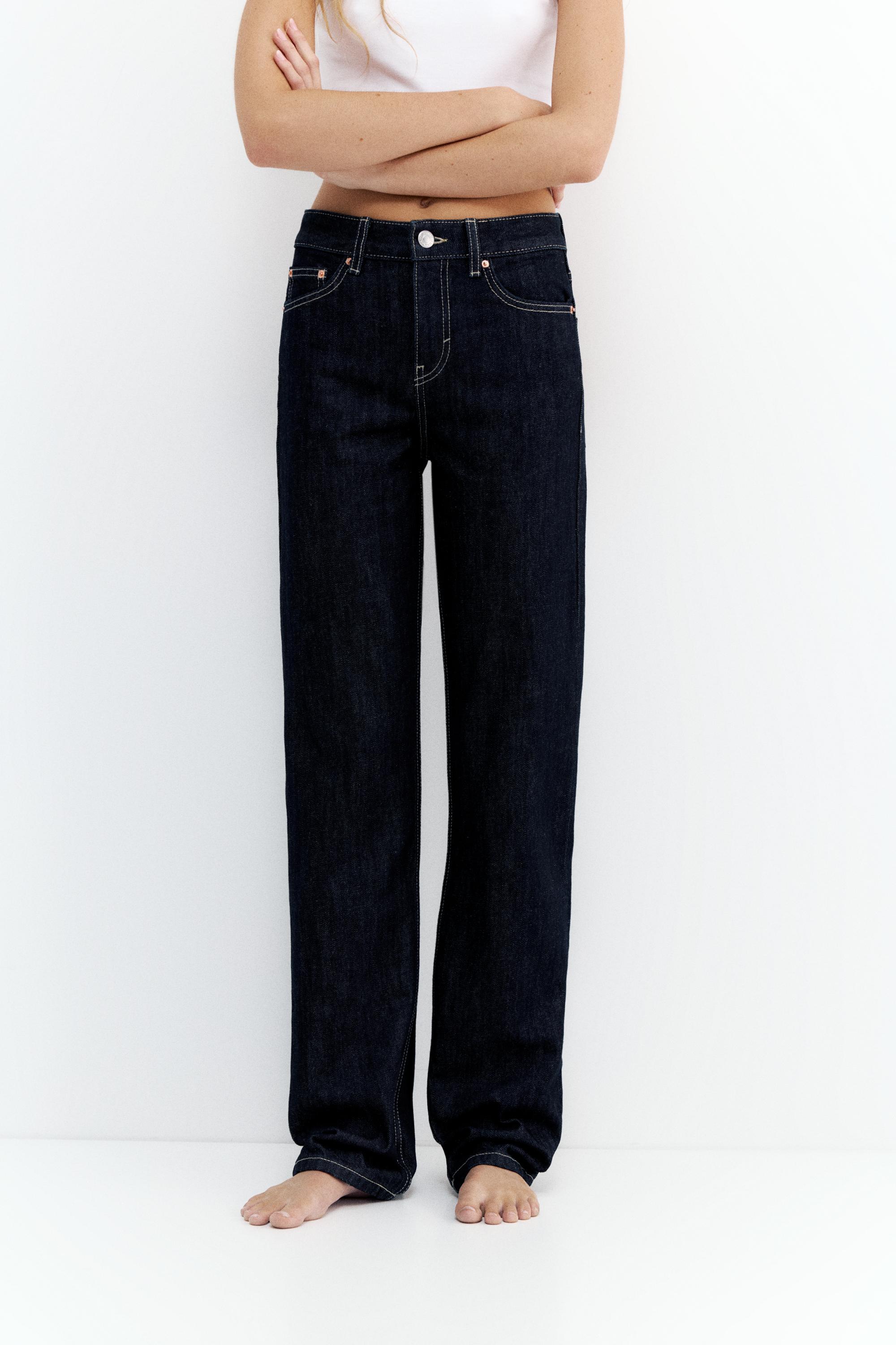 Mid-waist straight-leg jeans