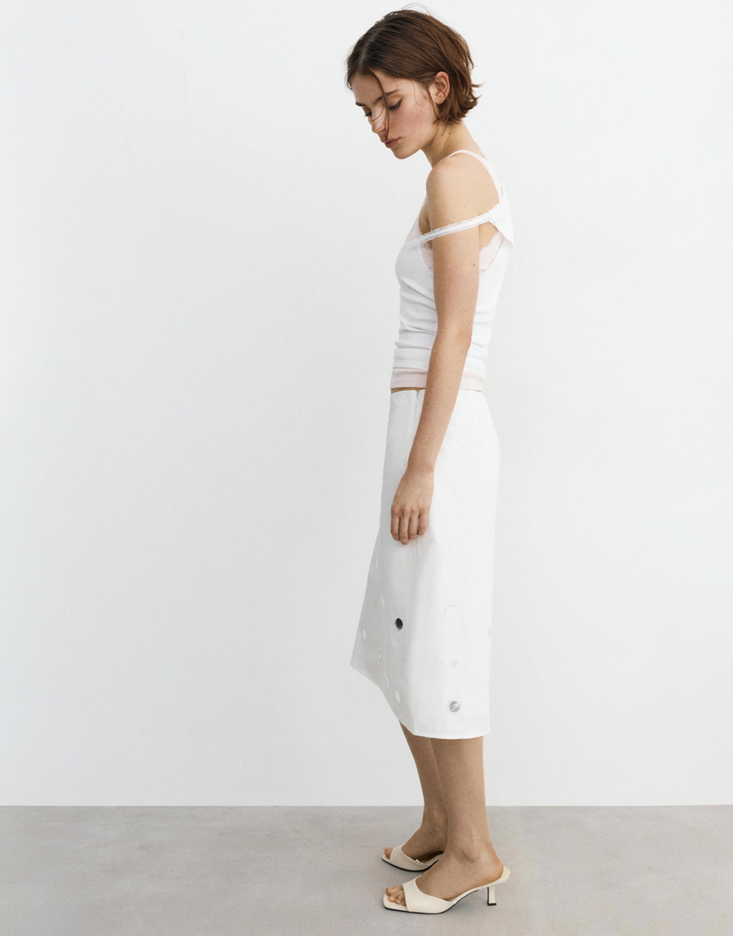 Straight mirror midi skirt — Ecru