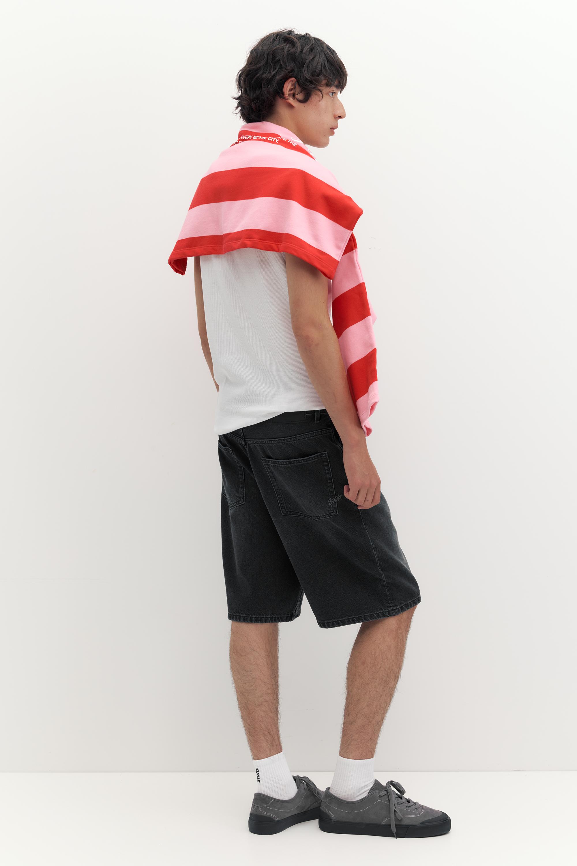 Baggy denim Bermuda shorts — Faded black