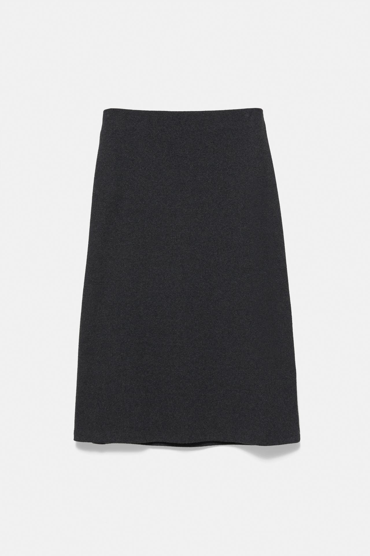 Soft-touch straight midi skirt — Anthracite grey