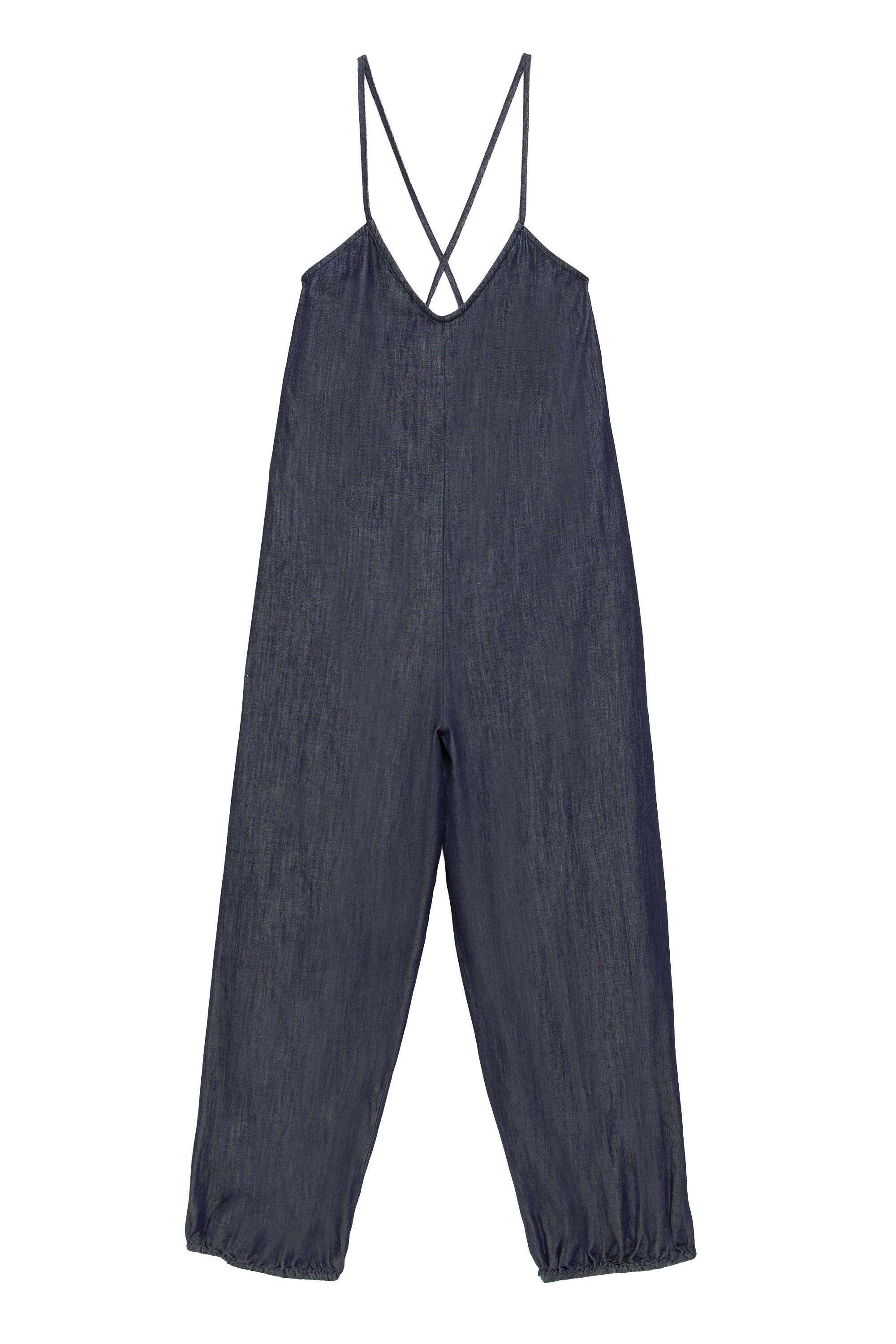 Pull&Bear Askılı uzun denim tulum görsel 4