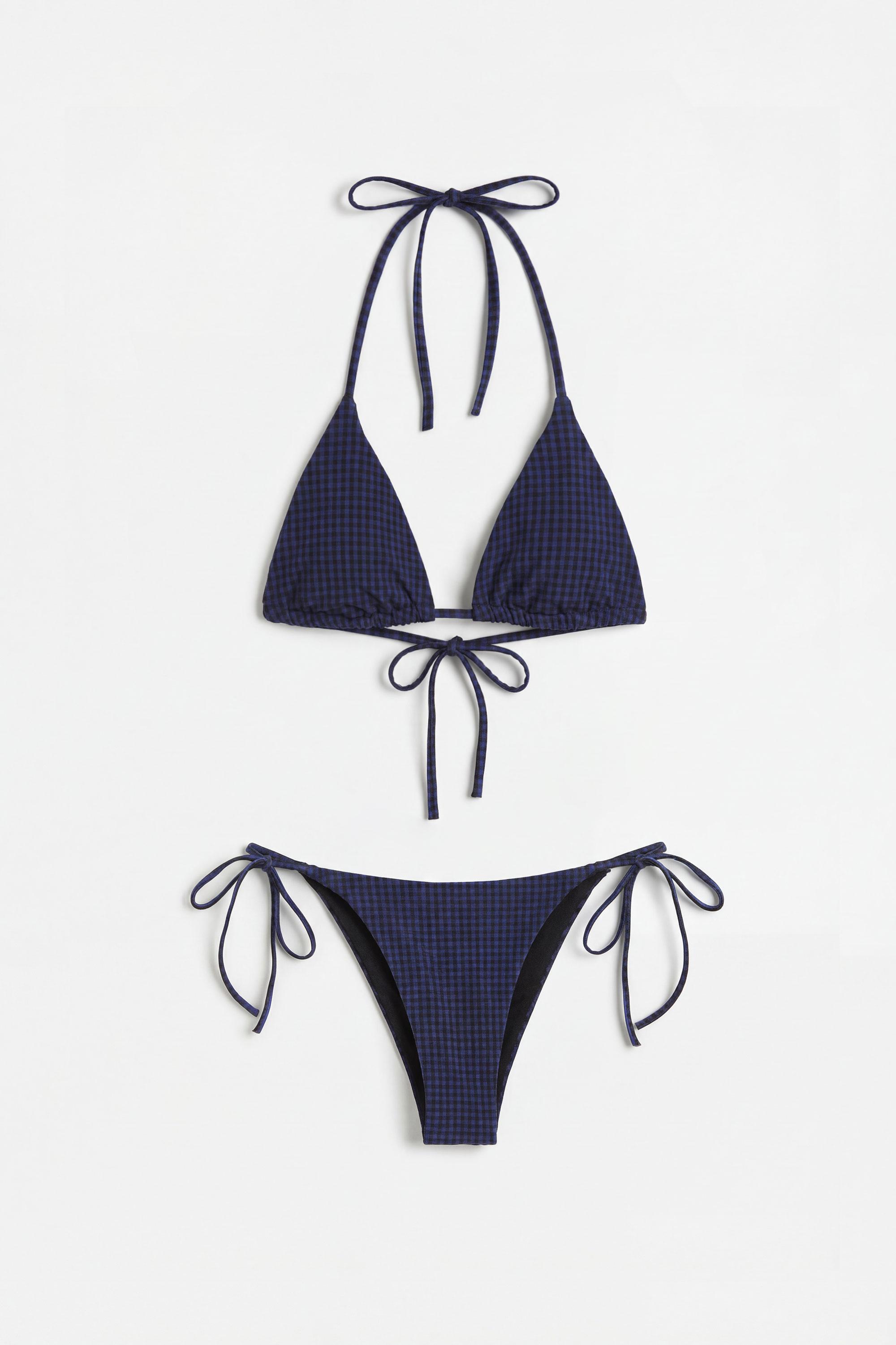 Gingham bikini top — Blue