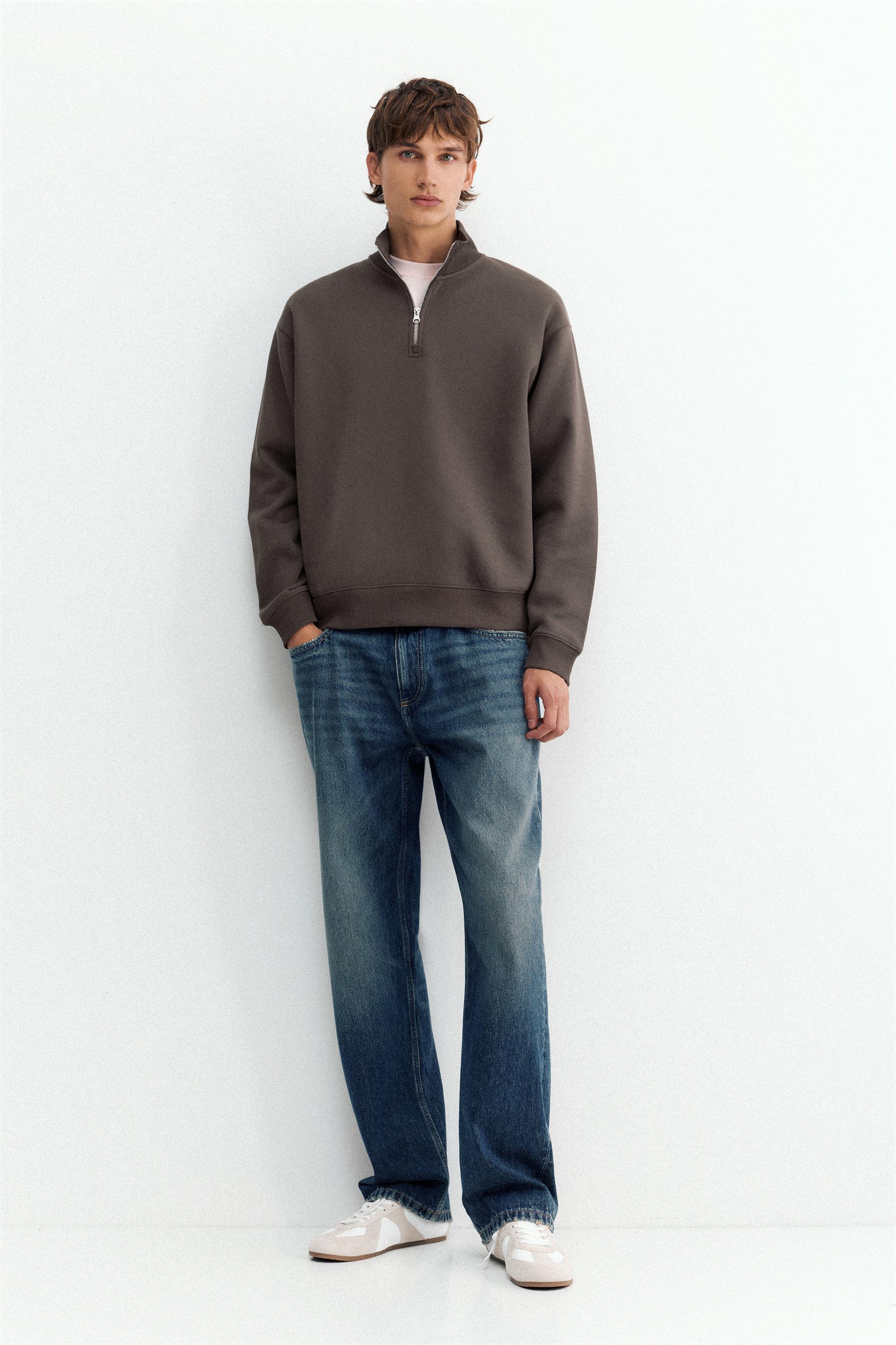 Quarter-zip sweatshirt — Anthracite grey