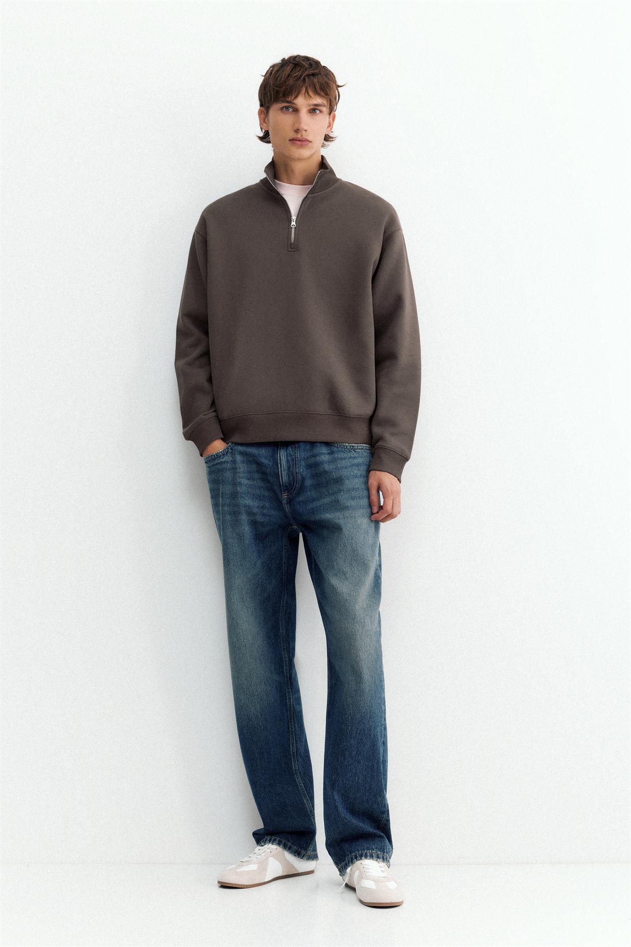 Quarter-zip sweatshirt — Anthracite grey