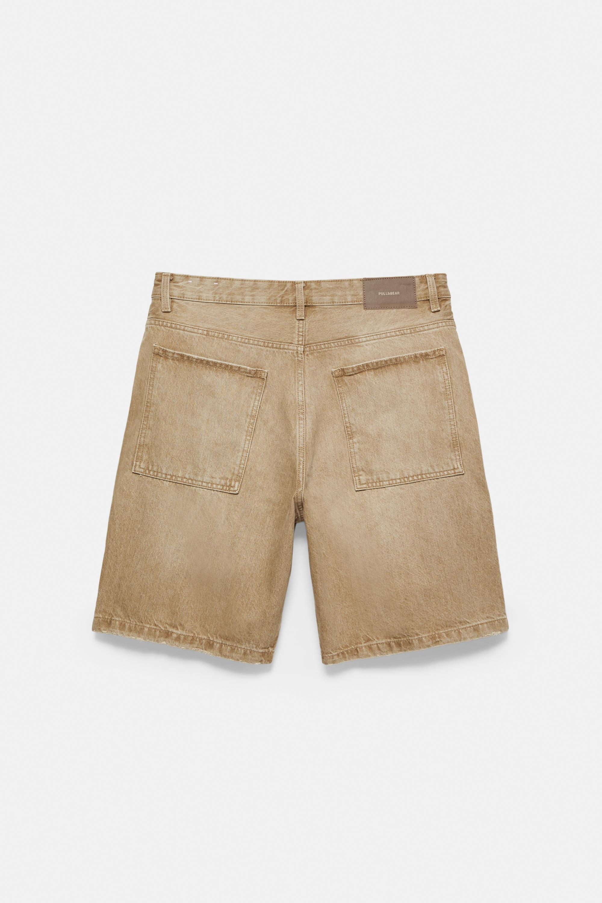Baggy denim Bermuda shorts — Medium ecru