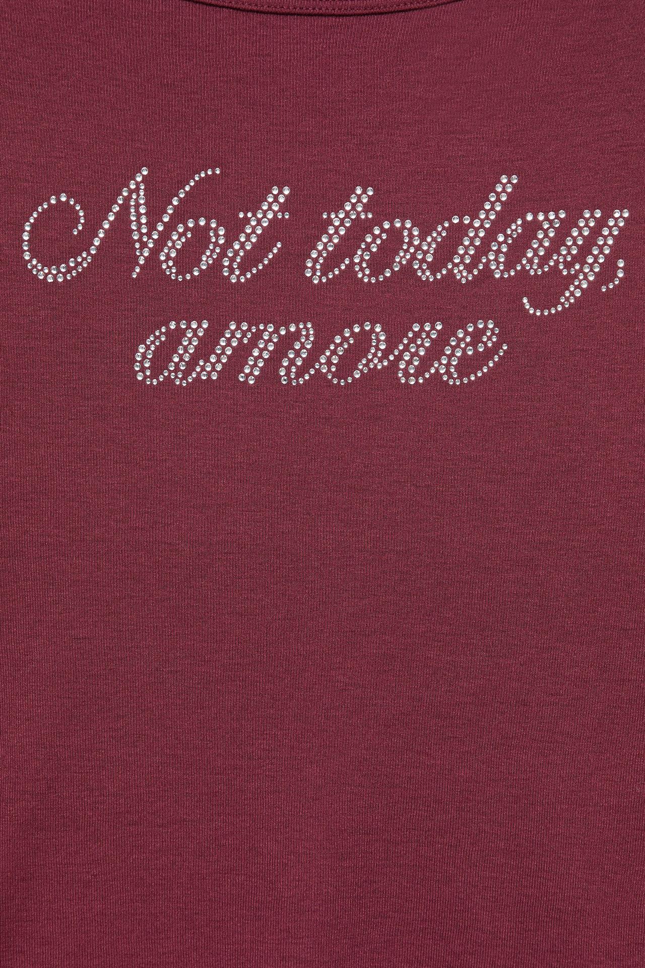 Fitted rhinestone graphic T-shirt — Maroon