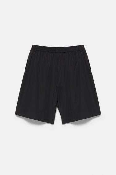 Black Bermuda shorts with elasticated waistband — Black 8