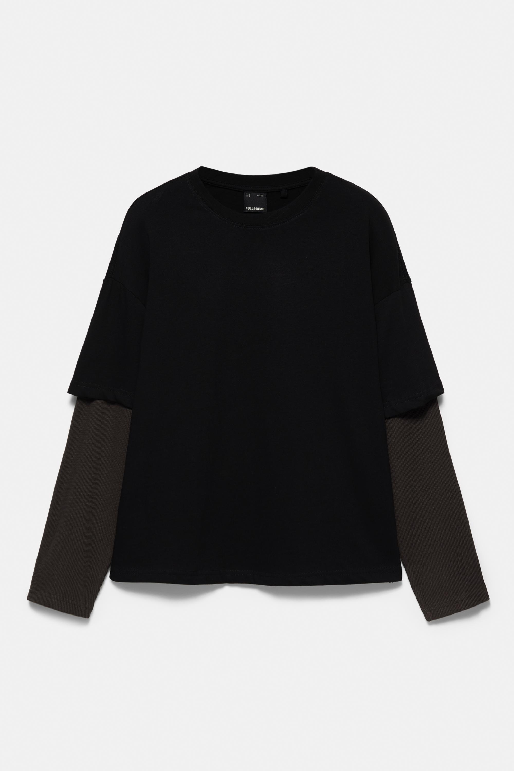 Double-layer long sleeve T-shirt — Black